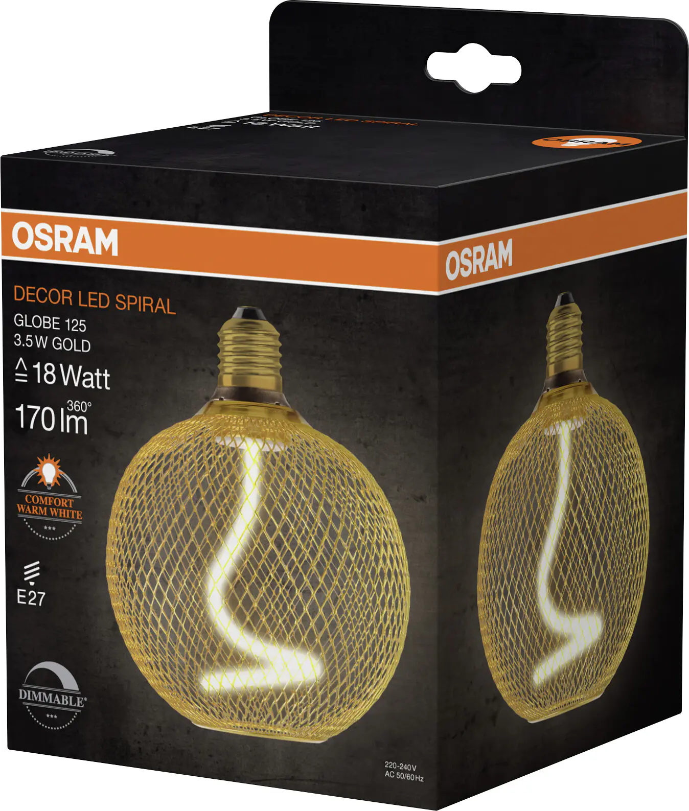 Osram LED Dekoleuchtmittel E27 Globe 125 18 Gold 3,5W dimmbar warmweiß