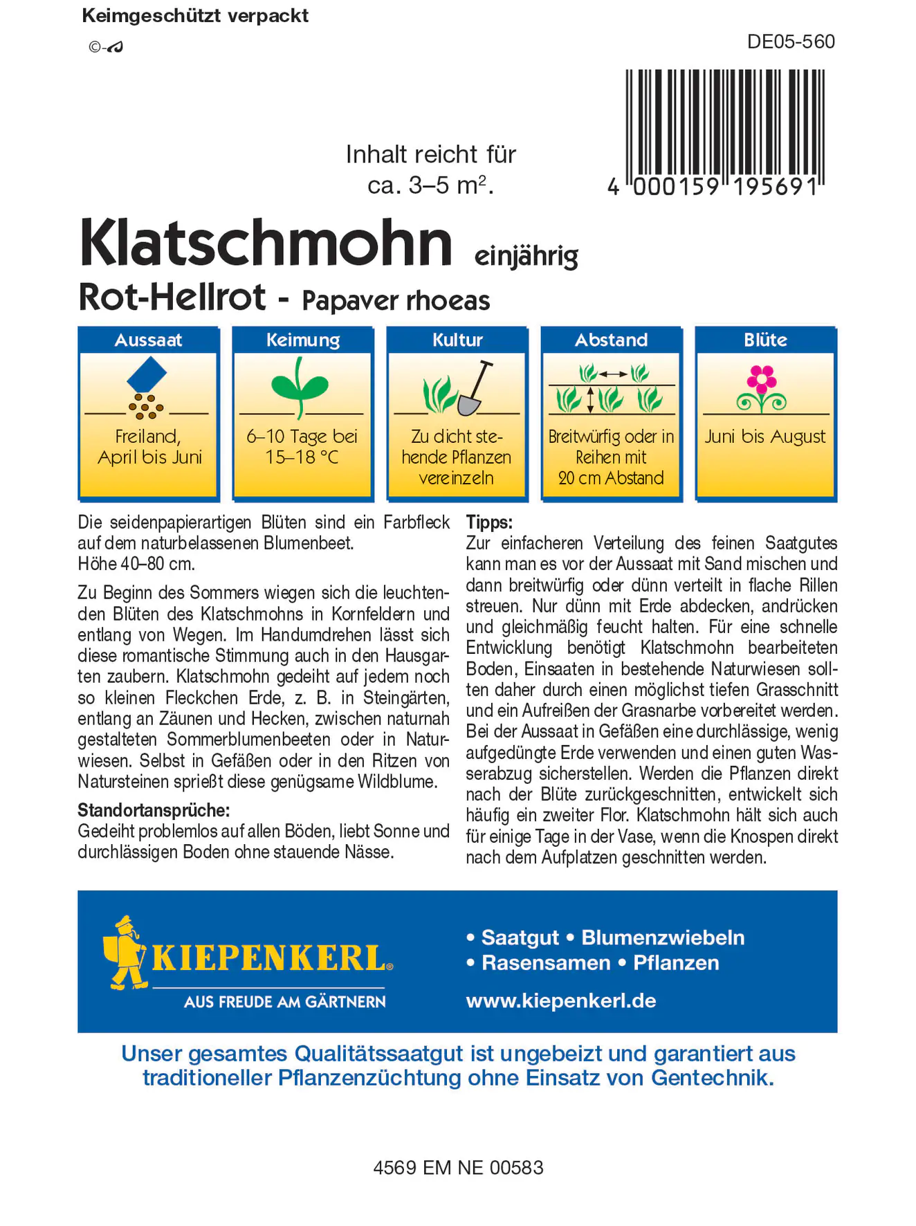 Kiepenkerl Klatschmohn Rot-Hellrot