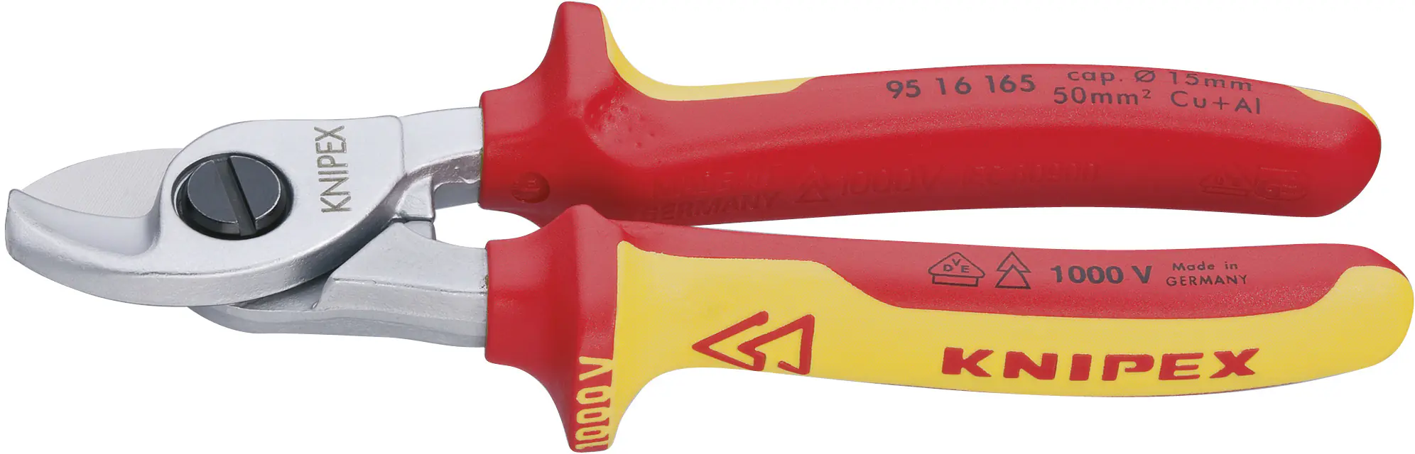 Knipex Kabelschere 165 mm VDE verchromt, Mehrkomponenten-Hülle