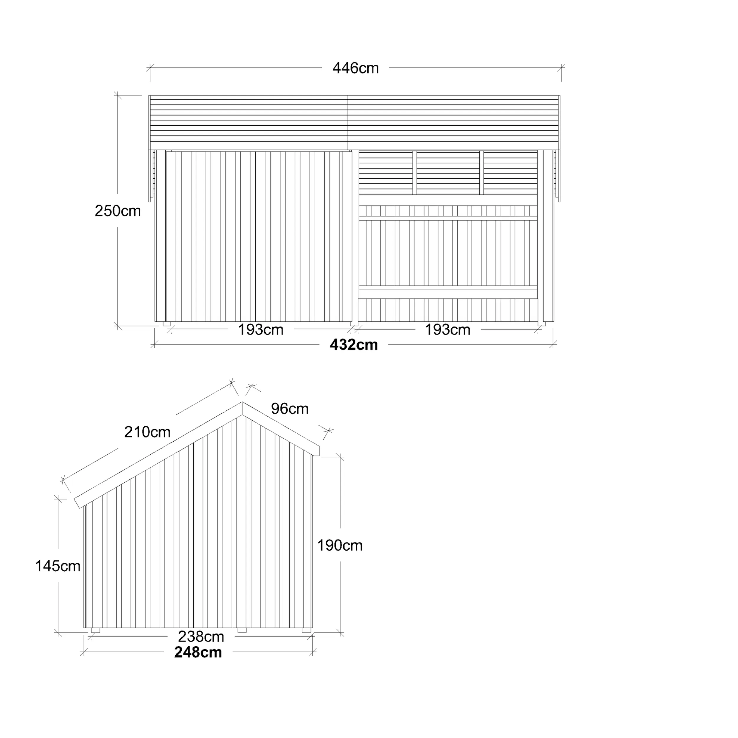 Plus Multi Shelter 416 x 238 cm mit Vorraum und Dachpappe Plus Multi Shelter 416 x 238 cm mit Vorraum und Dachpappe