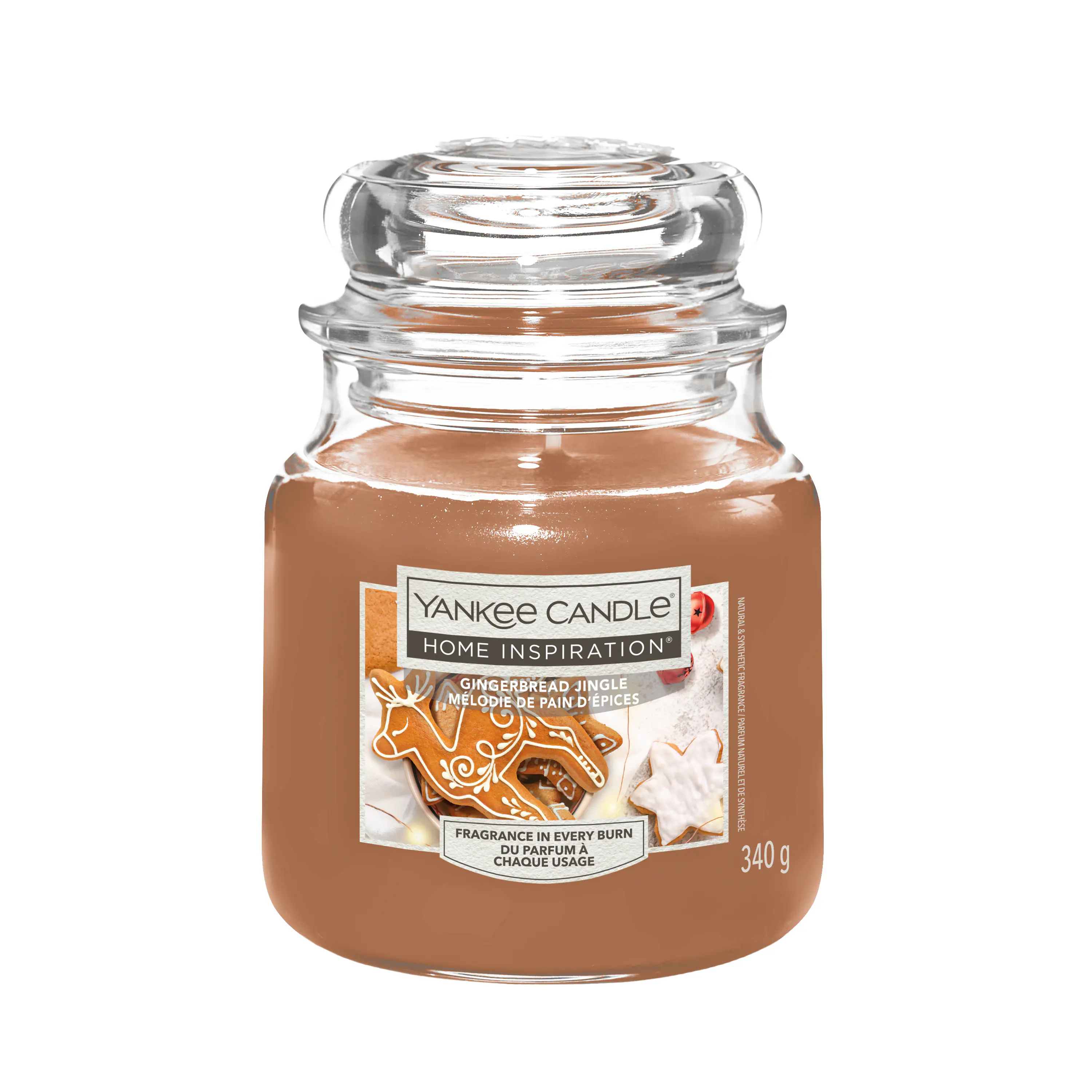 Yankee Candle Duftkerze Mittleres Glas Gingerbread Jingle 340 g, braun