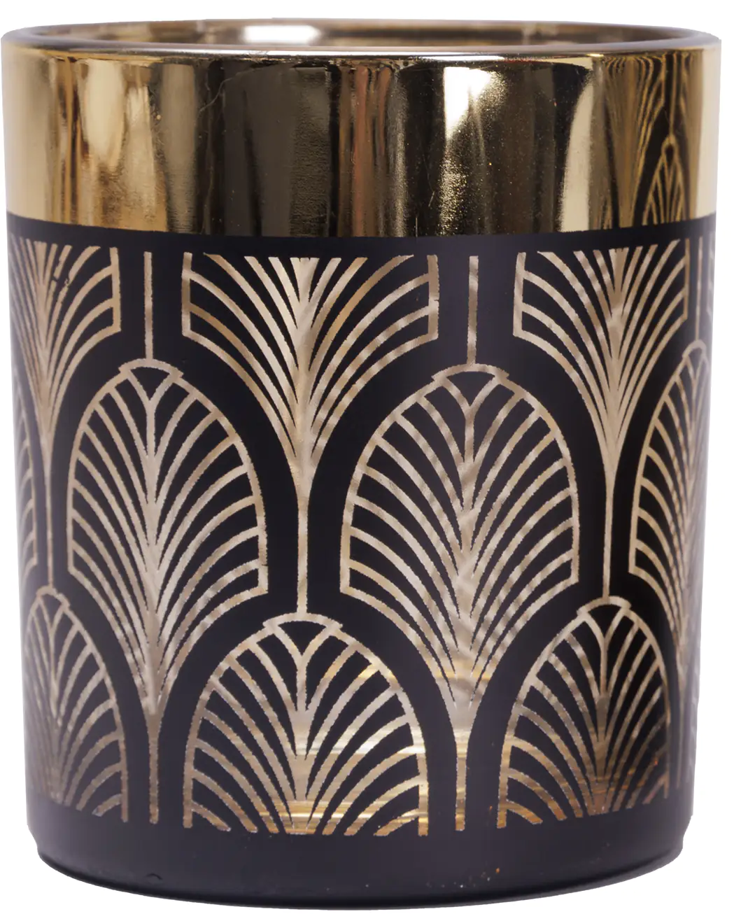 TrendLine Windlicht Glas Ø 8 cm schwarz gold