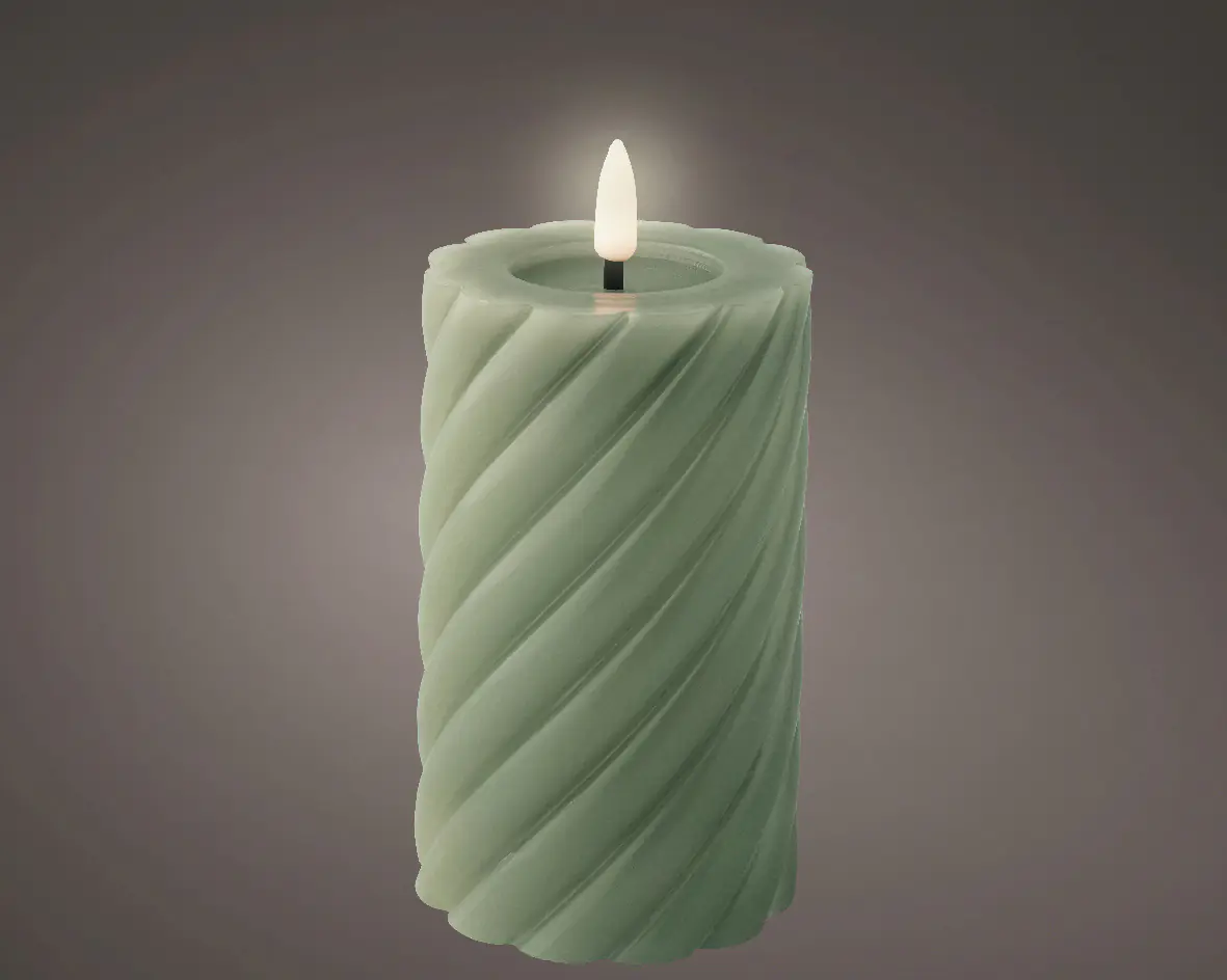 Kaemingk LED Kerze Wachs indoor grün Ø 7,5 x 14,8 cm Kaemingk LED Kerze Wachs indoor grün Ø 7,5 x 14,8 cm