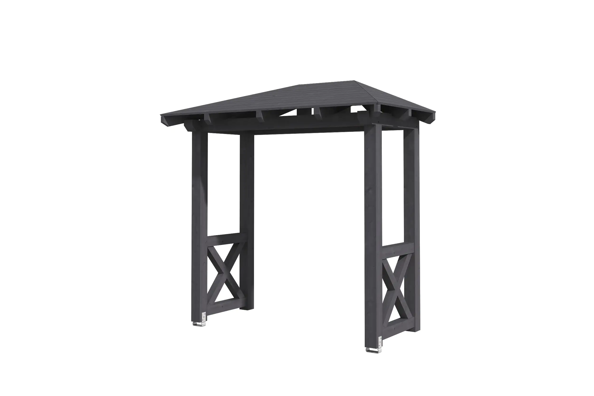 4018211029631 SKAN HOLZ Vordach Wismar Typ 4 258 x 126 cm, lasiert in Schiefergrau