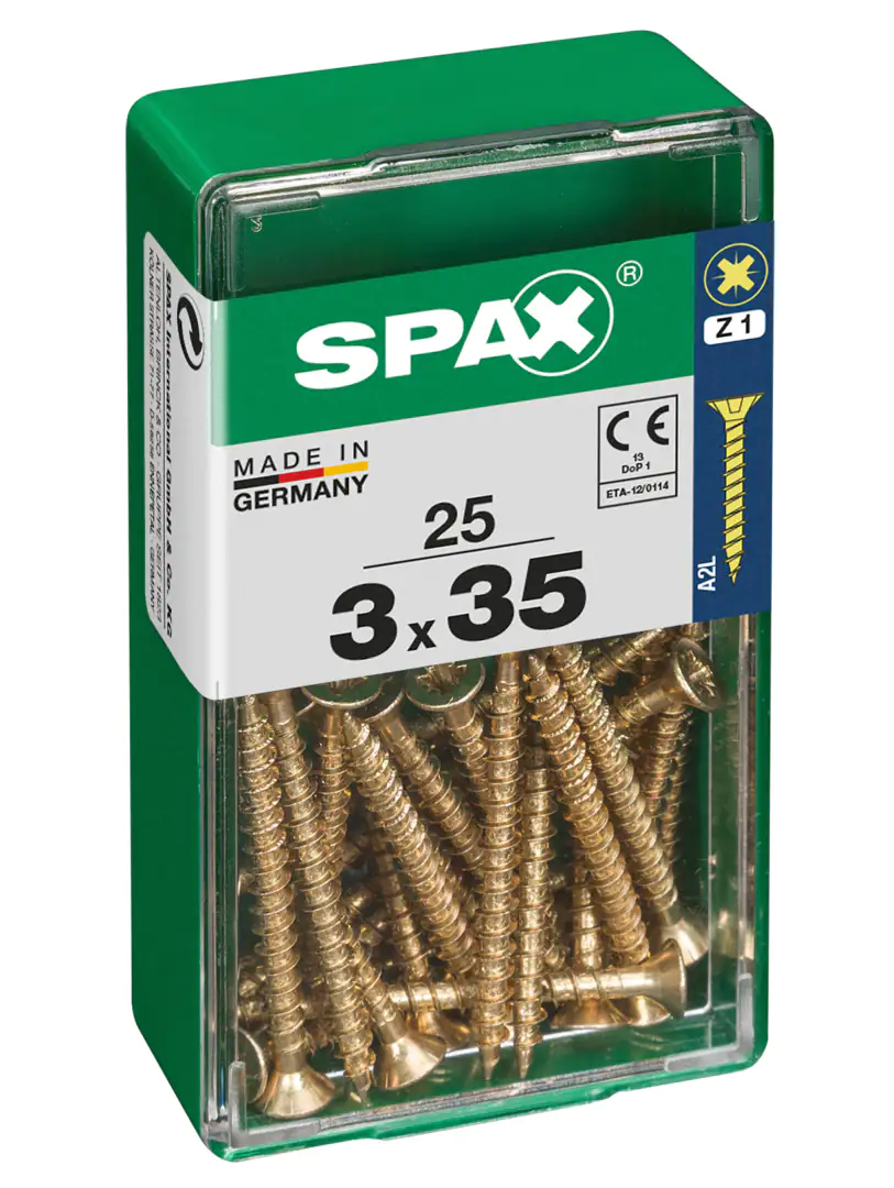 Spax Universalschrauben 3.0 x 35 mm PZ 1 - 25 Stk. Spax Universalschrauben 3.0 x 35 mm PZ 1 - 25 Stk.