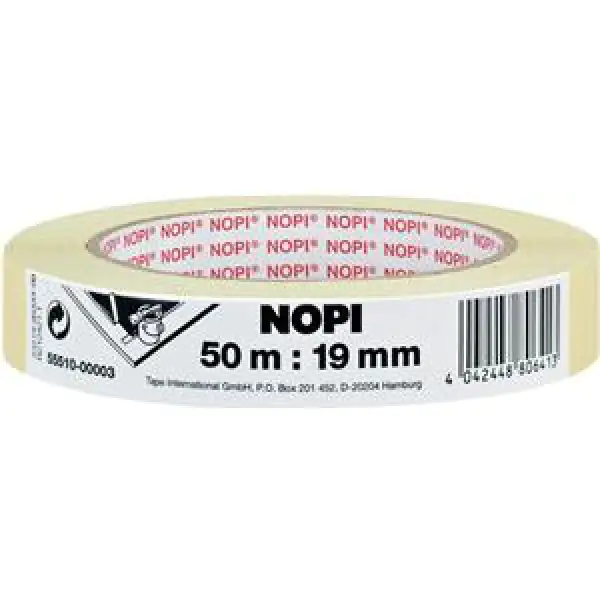 NOPI Flachkreppband 50 m x 19 mm, hellbeige NOPI Flachkreppband 50 m x 19 mm, hellbeige