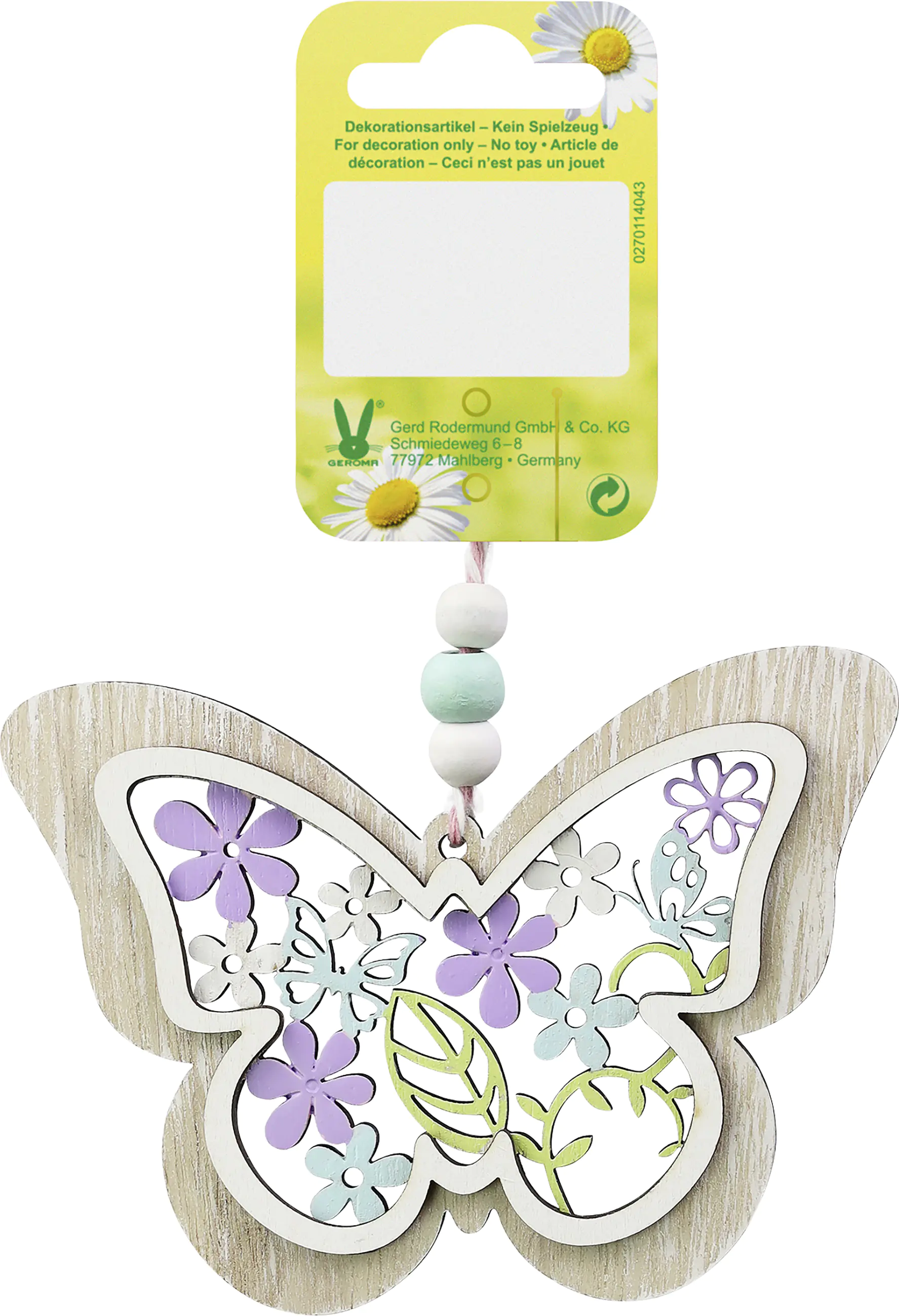 Dekohänger Schmetterling Holz 11 x 8 cm bunt