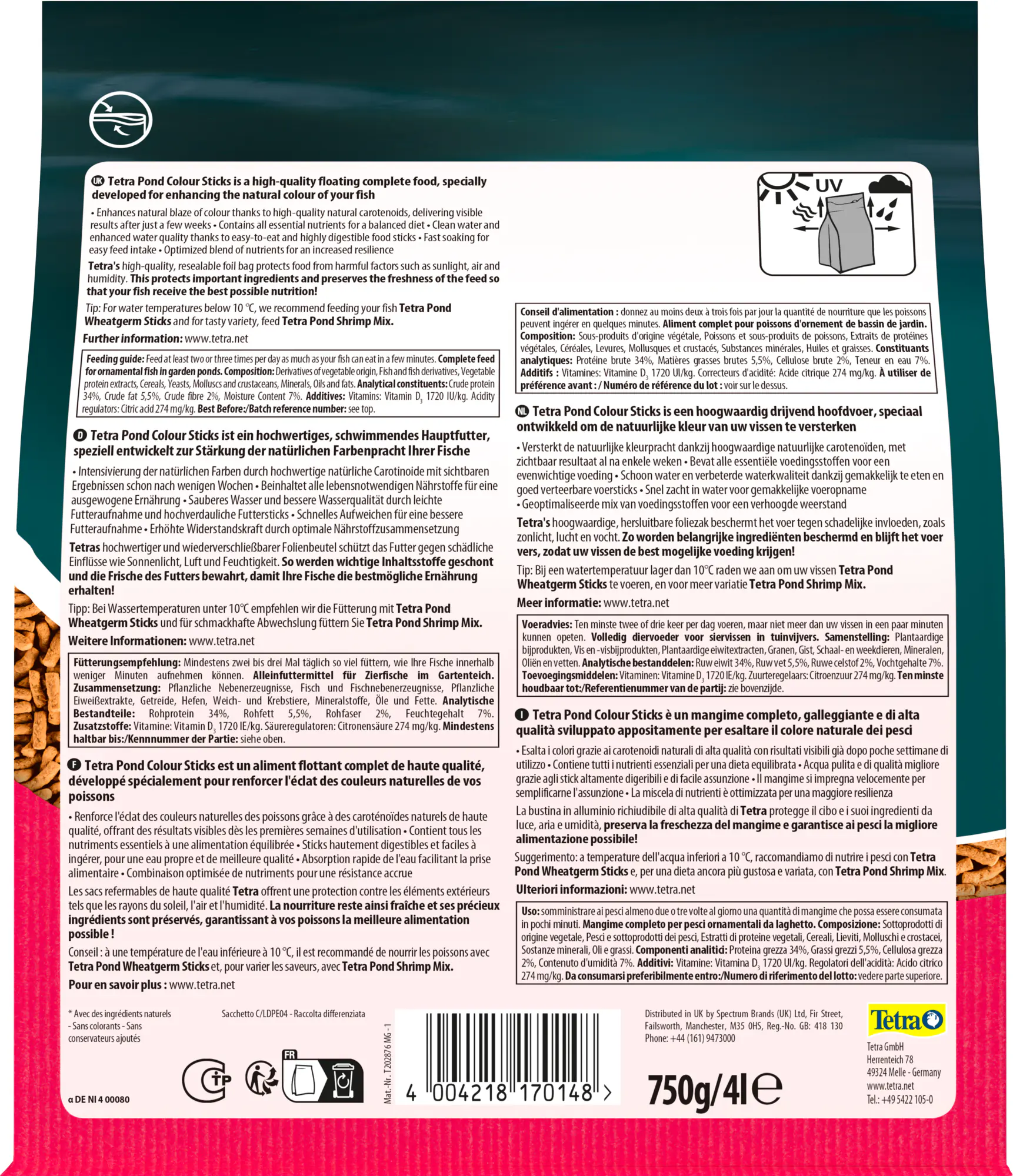 Tetra Teichfutter Pond Colour Sticks 4 l