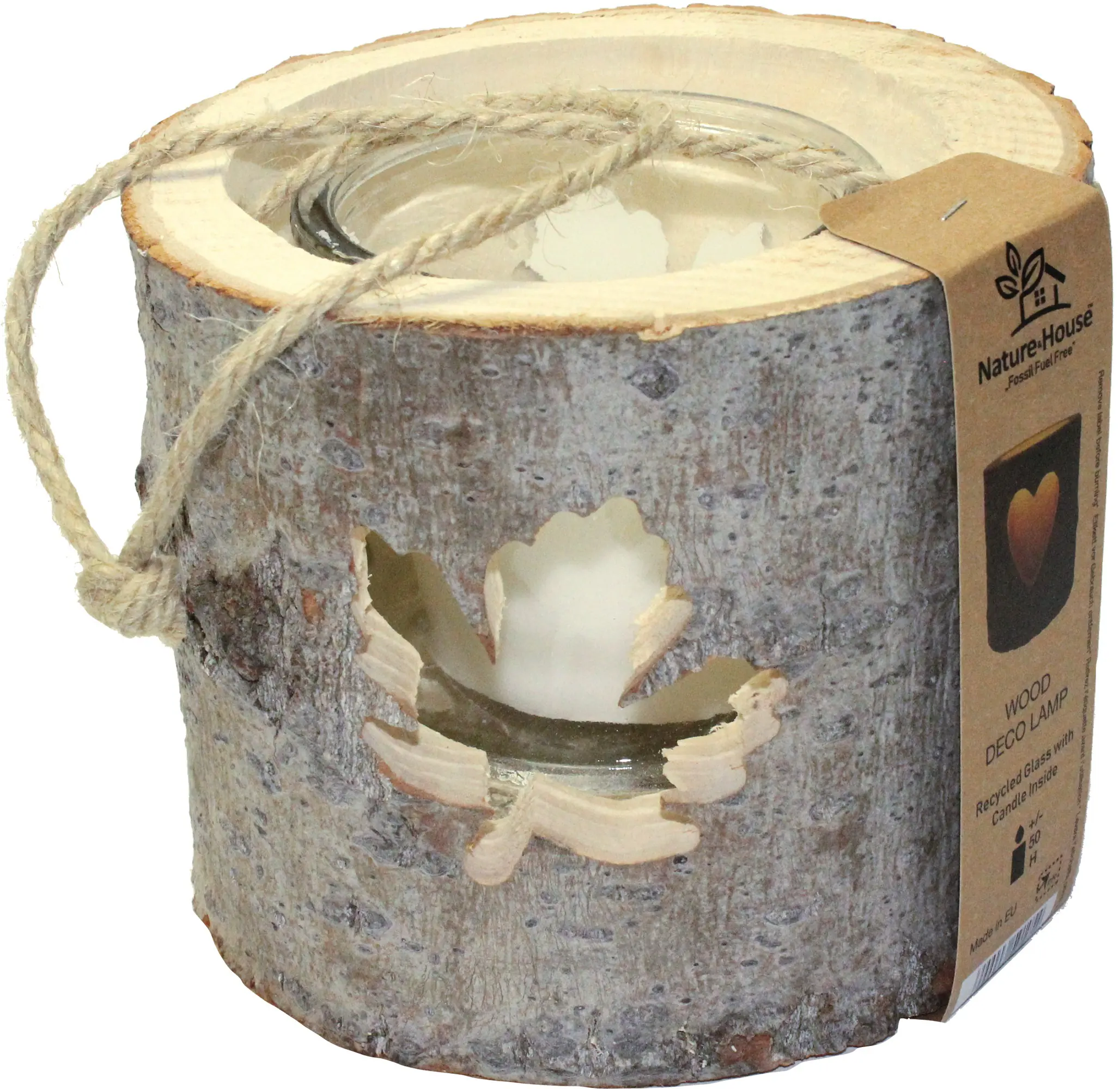 House of Rustic Holzlaterne Blatt Motiv Ø 18 x 15 cm