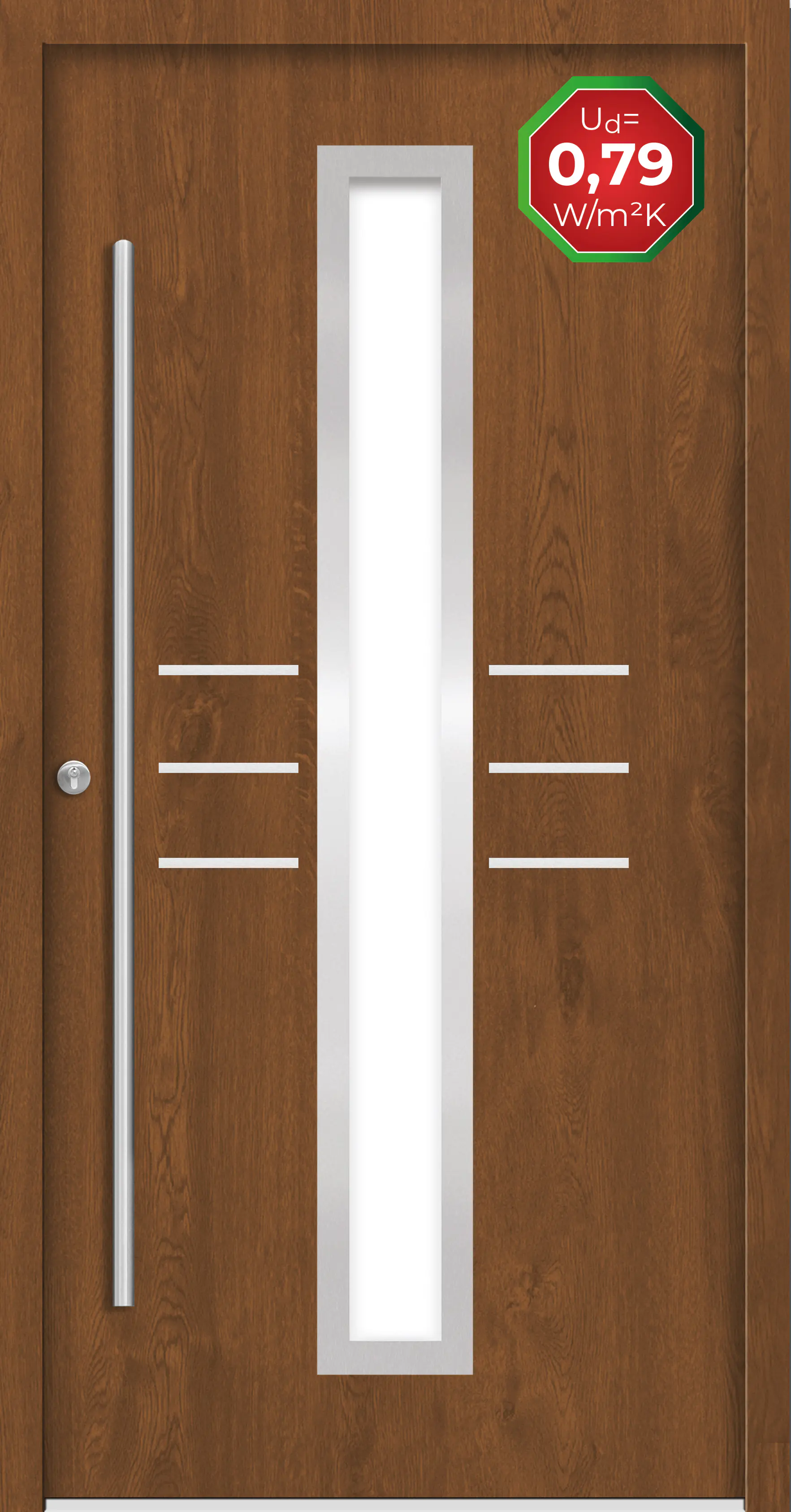 Splendoor Haustür Passivedoor Premium B07 Golden Oak DIN Links 110 x 210 cm