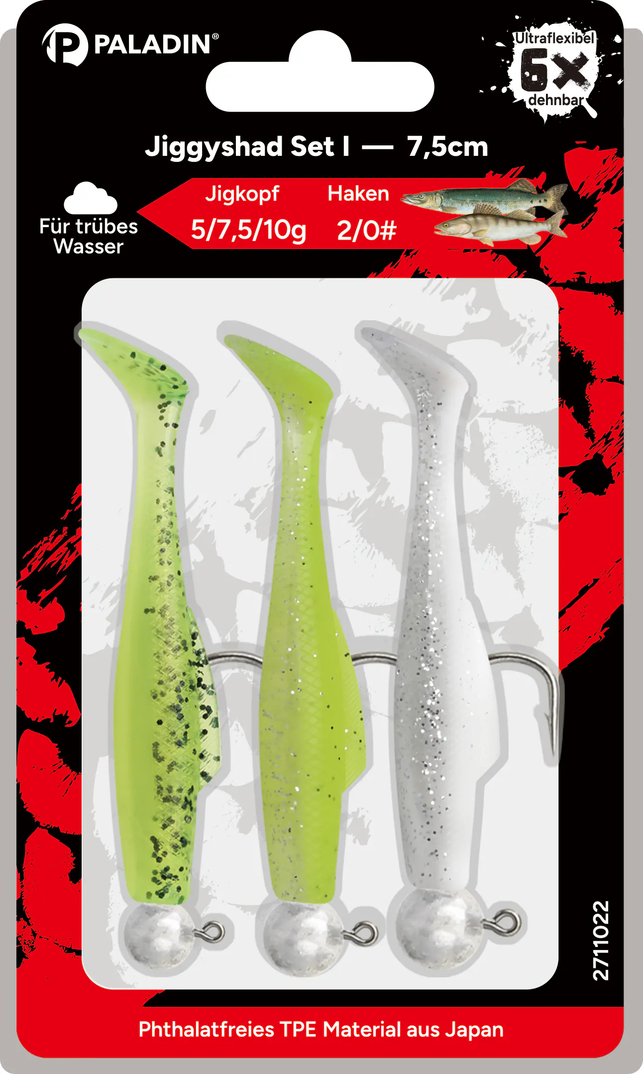 Paladin Angelköder Jiggyshad Set II 7,5 cm bunt