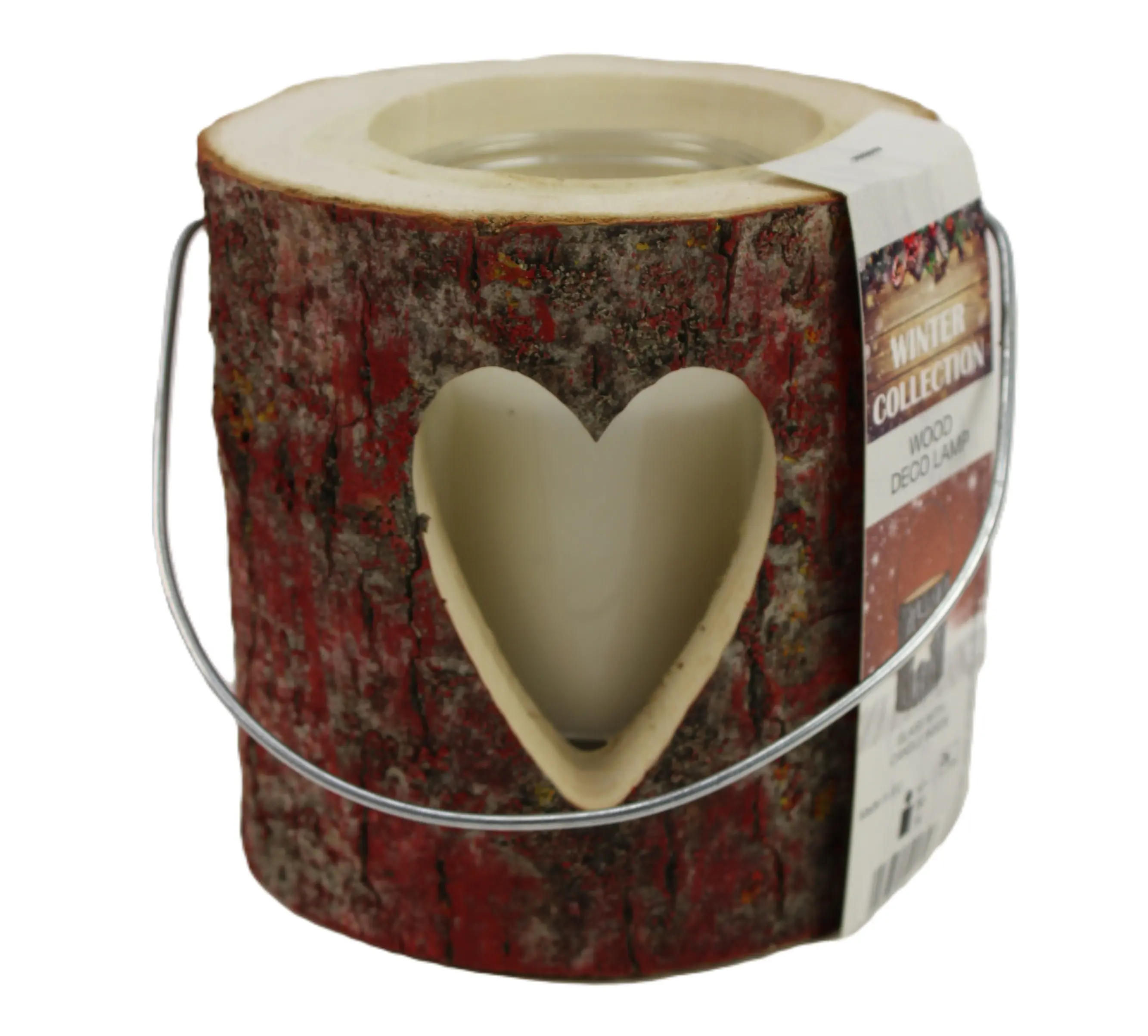 House of Rustic Holzlaterne rot Herz Motiv Ø 13 x 15 cm