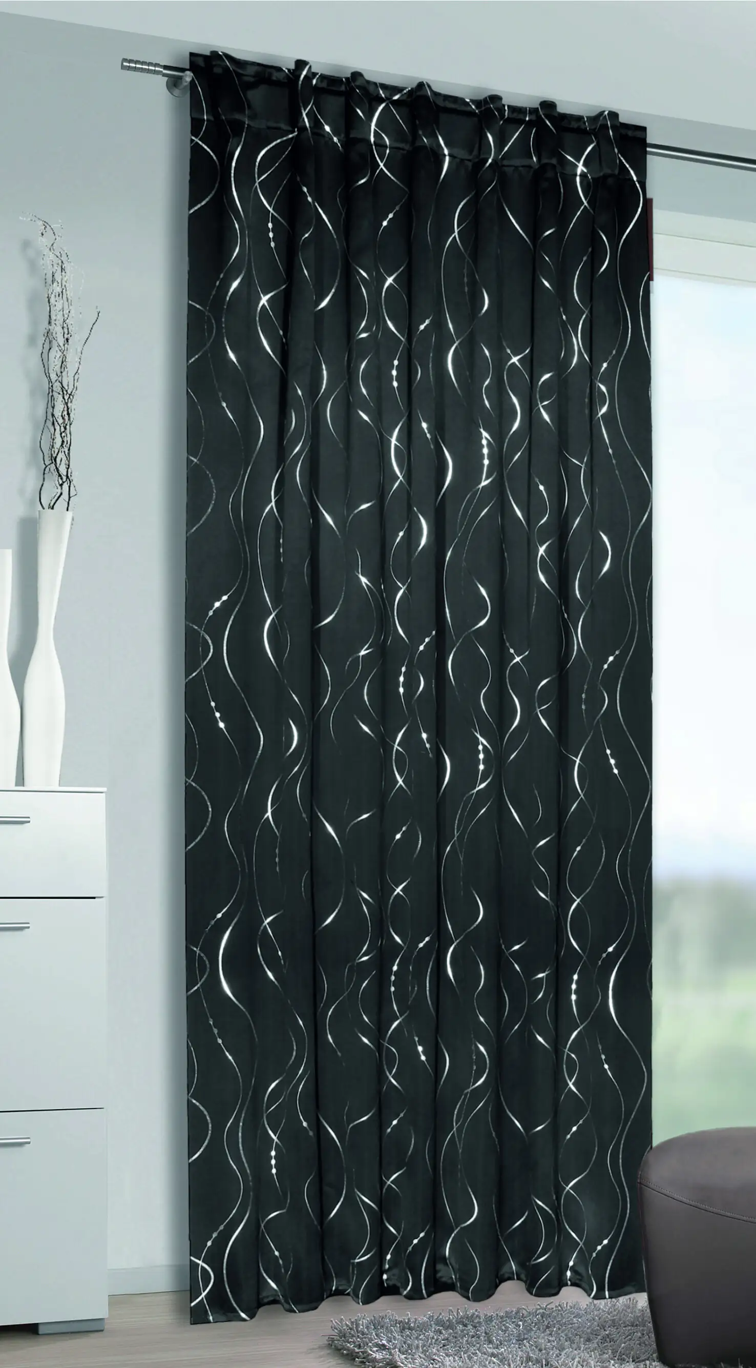 Neusser Collection Verdunklungsschal Rosina schwarz, 135 x 245 cm