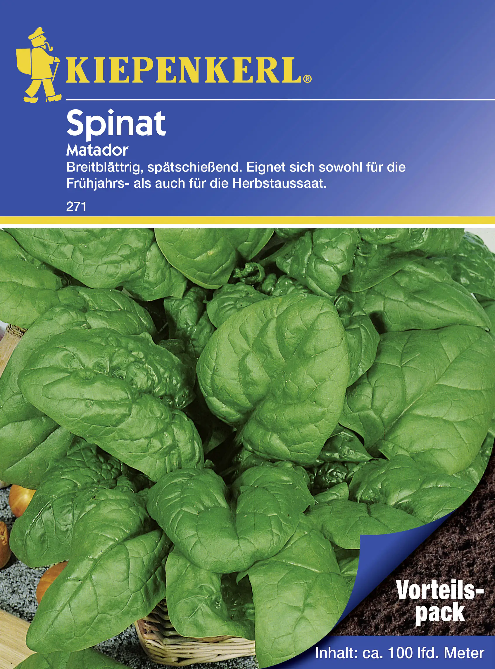 Kiepenkerl Spinat Matador, Vorteilspack groß ca. 100 lfd. Meter