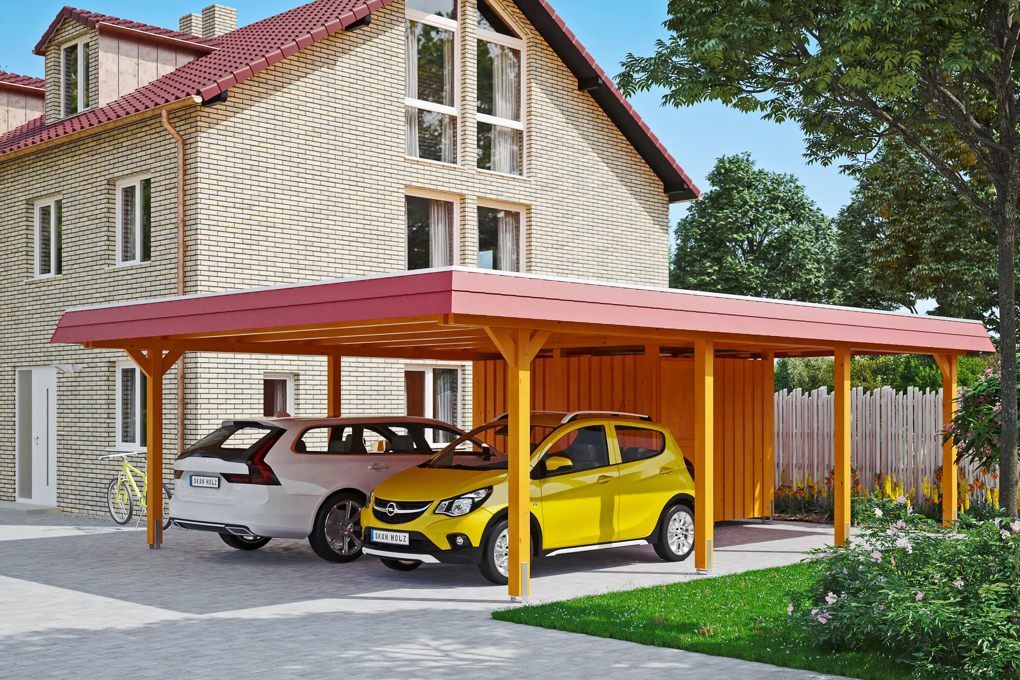 SKAN HOLZ Carport Wendland mit Abstellraum 630 x 879 cm mit Aluminiumdach