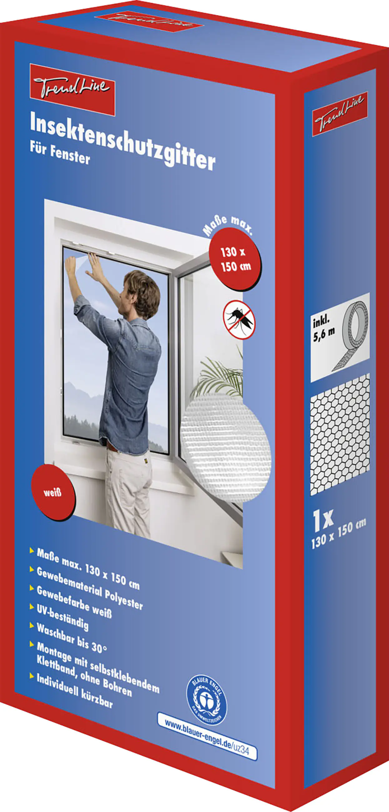 TrendLine Fliegengitter 130 x 150 cm weiß kürzbar