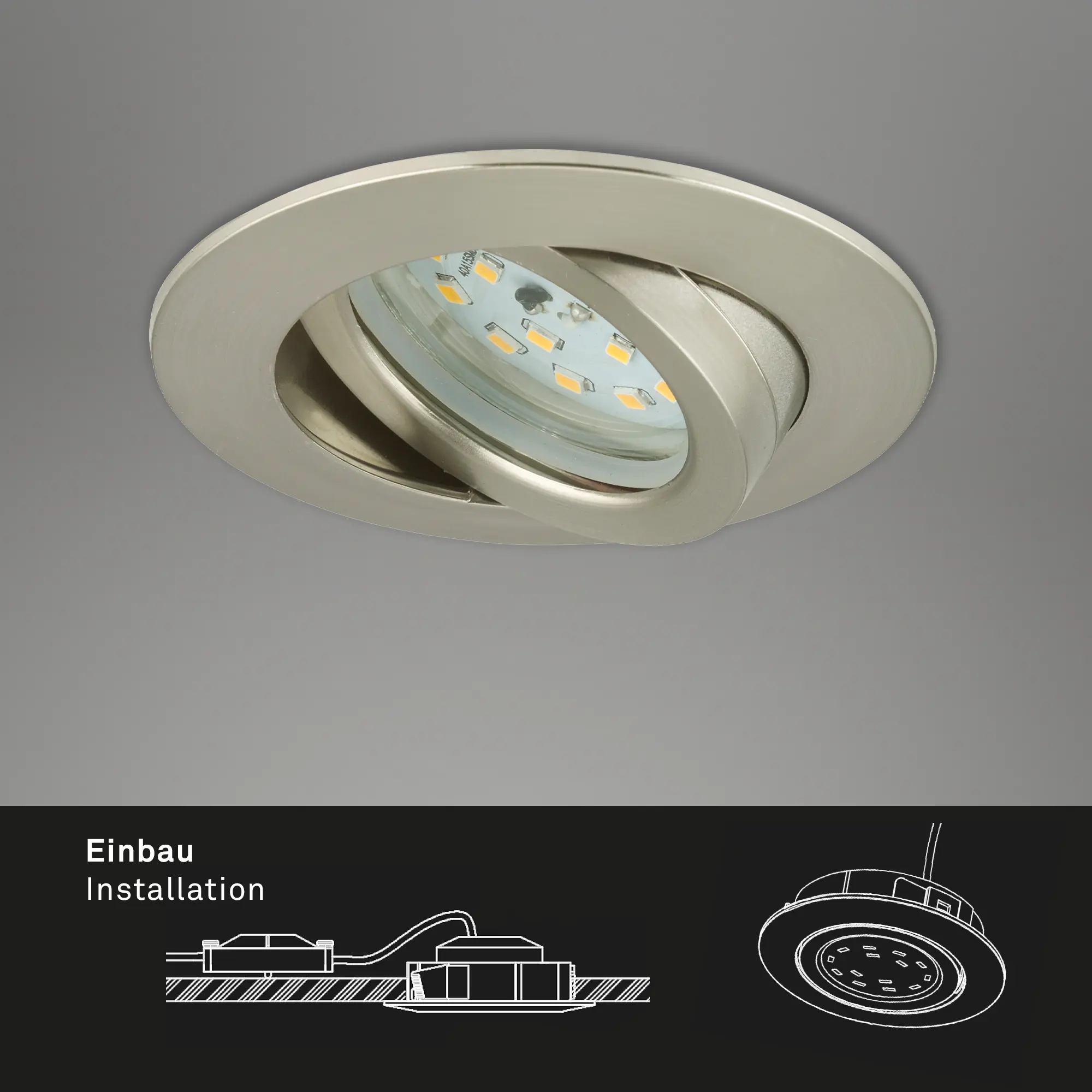 Briloner LED Einbauleuchten Attach 3er Pack, 5,5 W, warmweiß matt-nickel Briloner LED Einbauleuchten Attach 3er Pack, 5,5 W, warmweiß matt-nickel