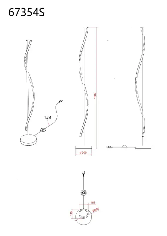 Globo Stehleuchte Watkins 150,7 cm schwarz warmweiß
