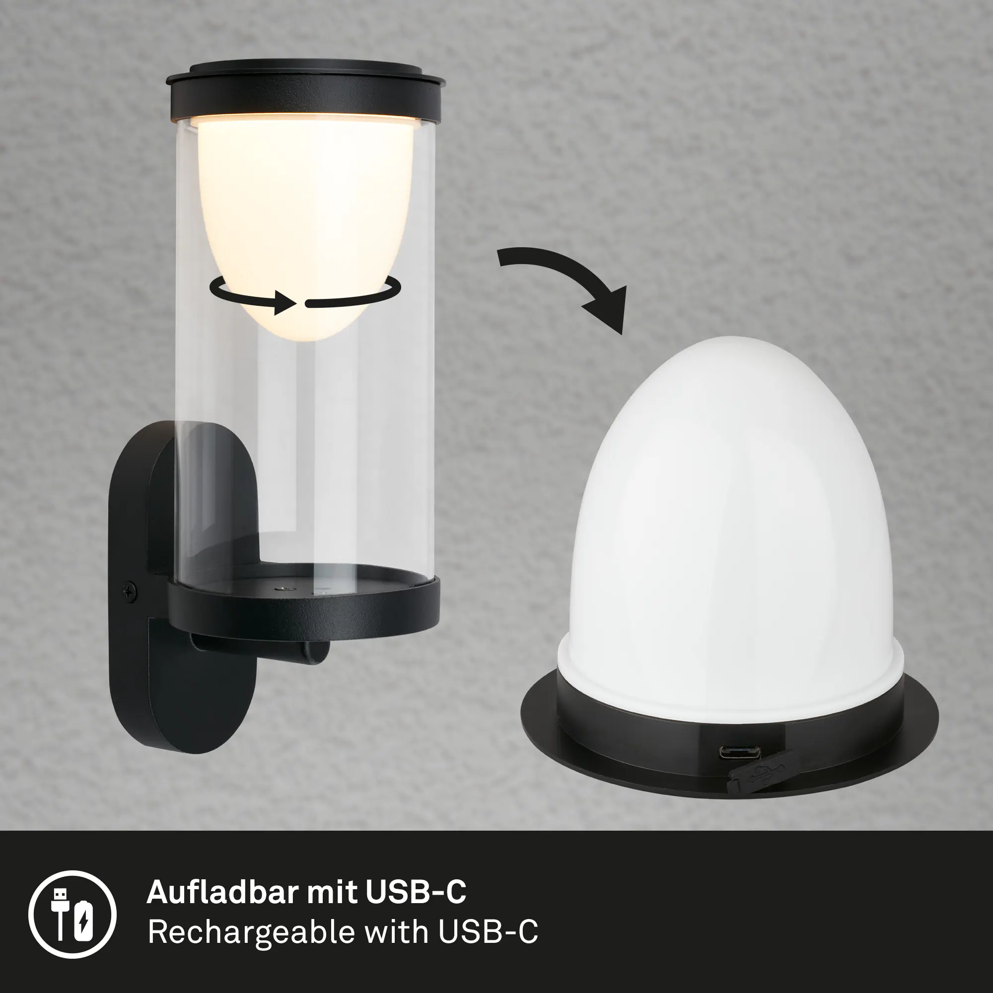 Briloner LED Außenwandleuchte Touch Akku 4W schwarz dimmbar warmweiß Briloner LED Außenwandleuchte Touch Akku 4W schwarz dimmbar warmweiß