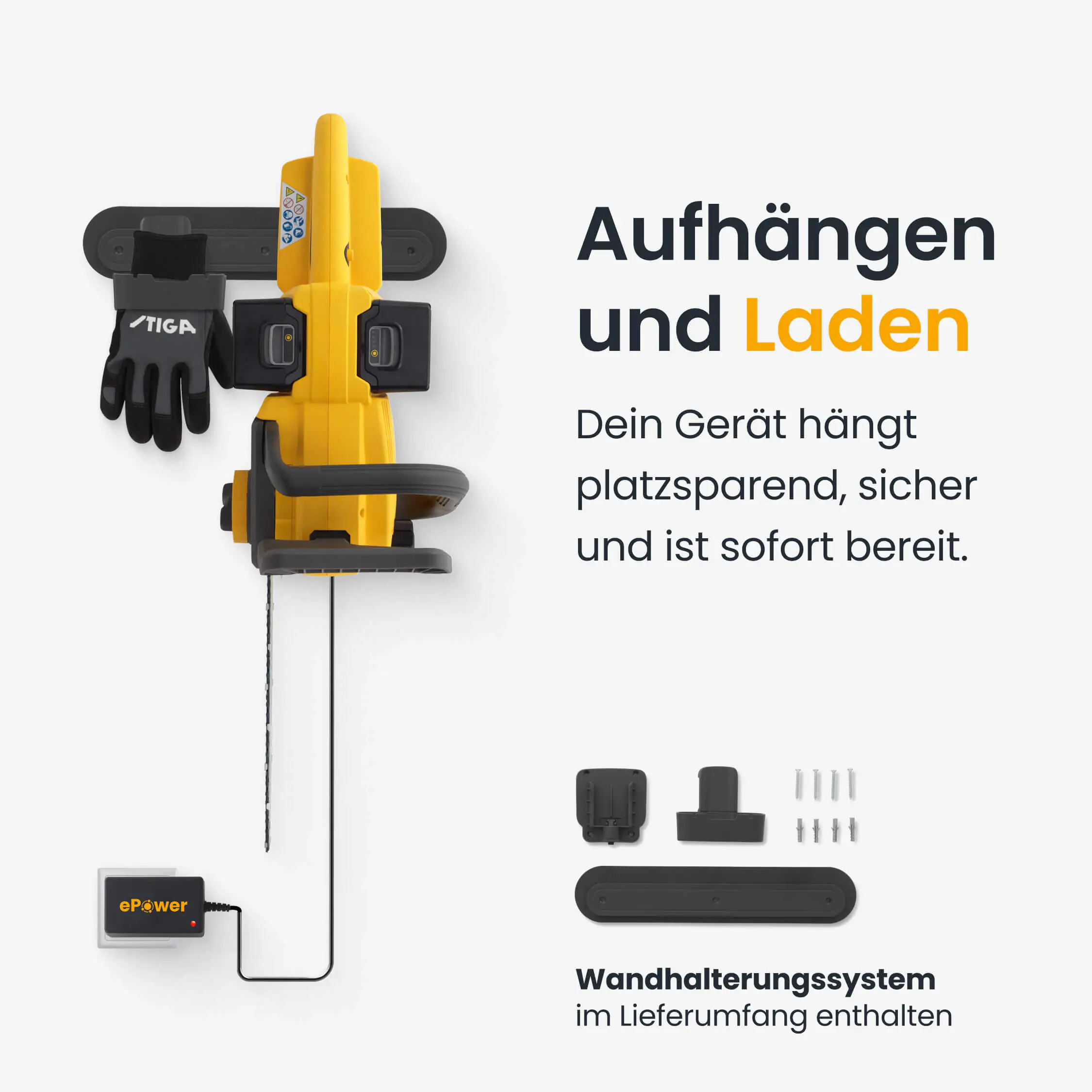 Stiga Akku-Kettensäge CS 300e mit Akku und Ladegerät