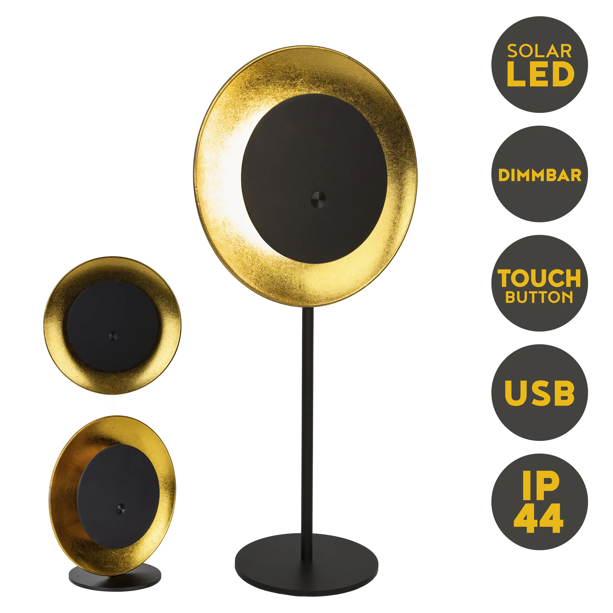 Light & More Solar-Tischleuchte Moon Metall 41,5 cm