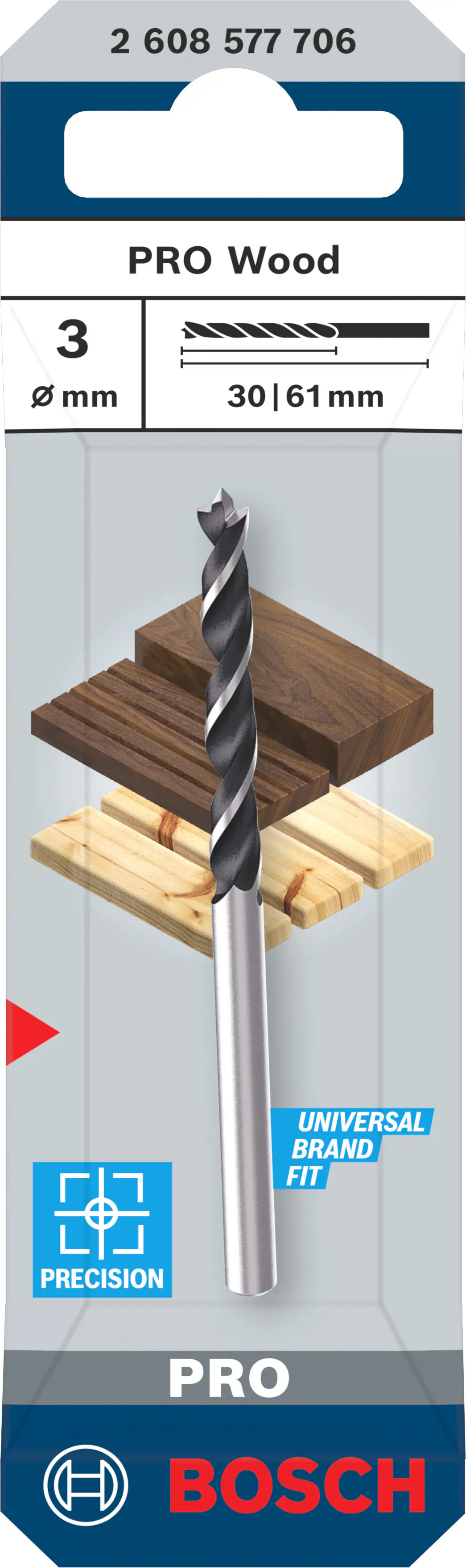Bosch PRO Wood Holzspiralbohrer Ø 3 × 61 mm