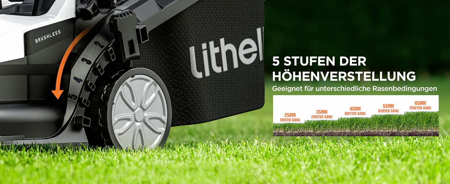 Litheli Akku-Rasenmäher U20 20V, 33cm Schnittbreite, inkl. Akku 4.0Ah und USB-C Ladekabel