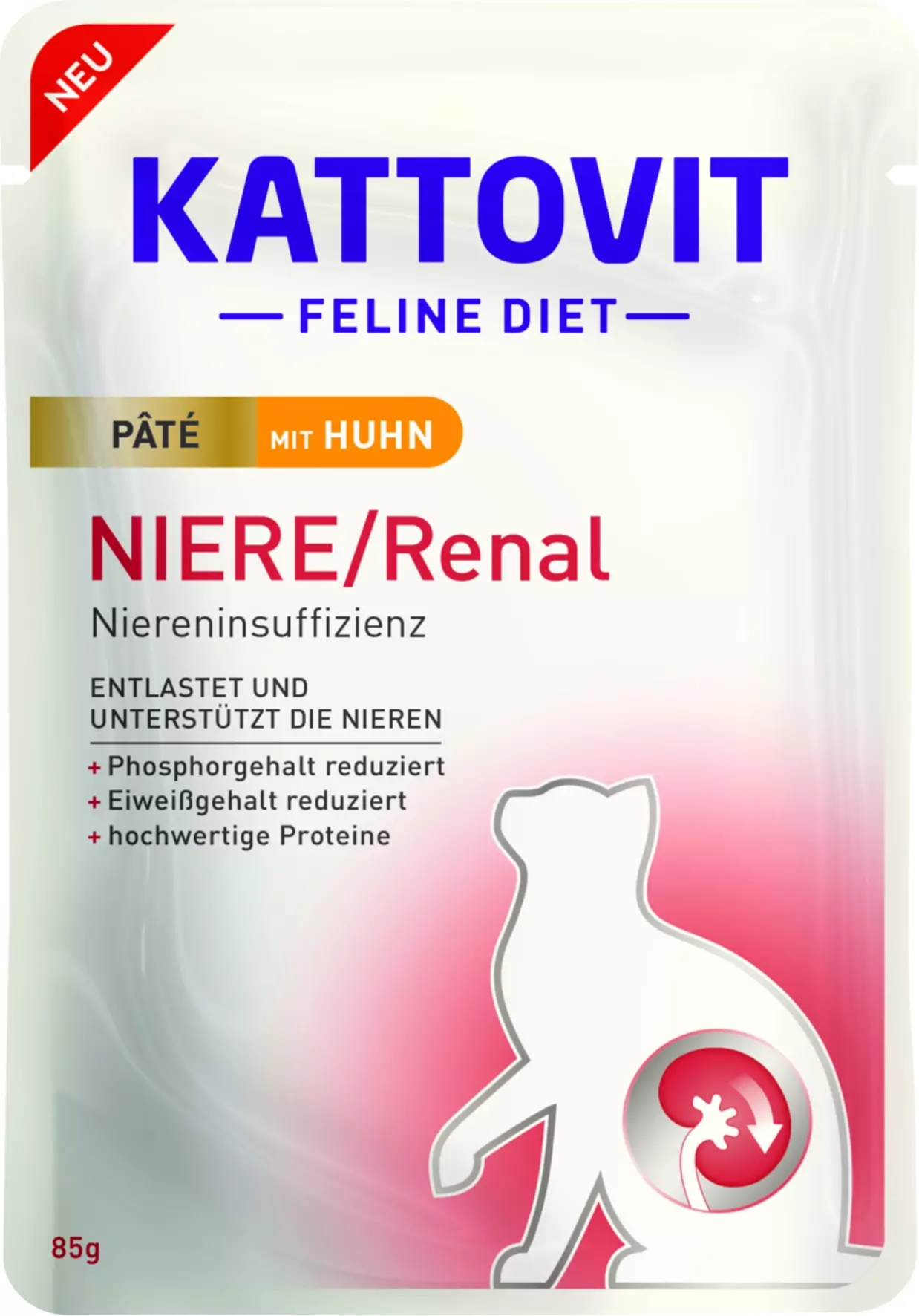 Kattovit Katzennassfutter Diet Niere/Renal Paté mit Huhn 85 g