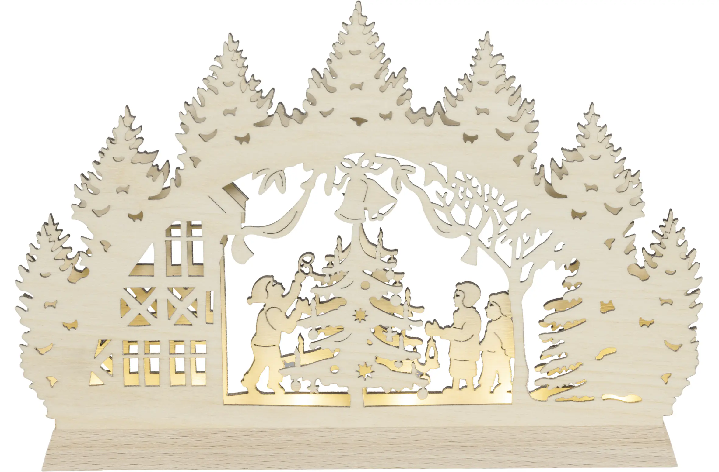Saico Lichterbogen Weihnachtsbaum inkl. LED-Stripe Holz 22 cm warmweiß natur