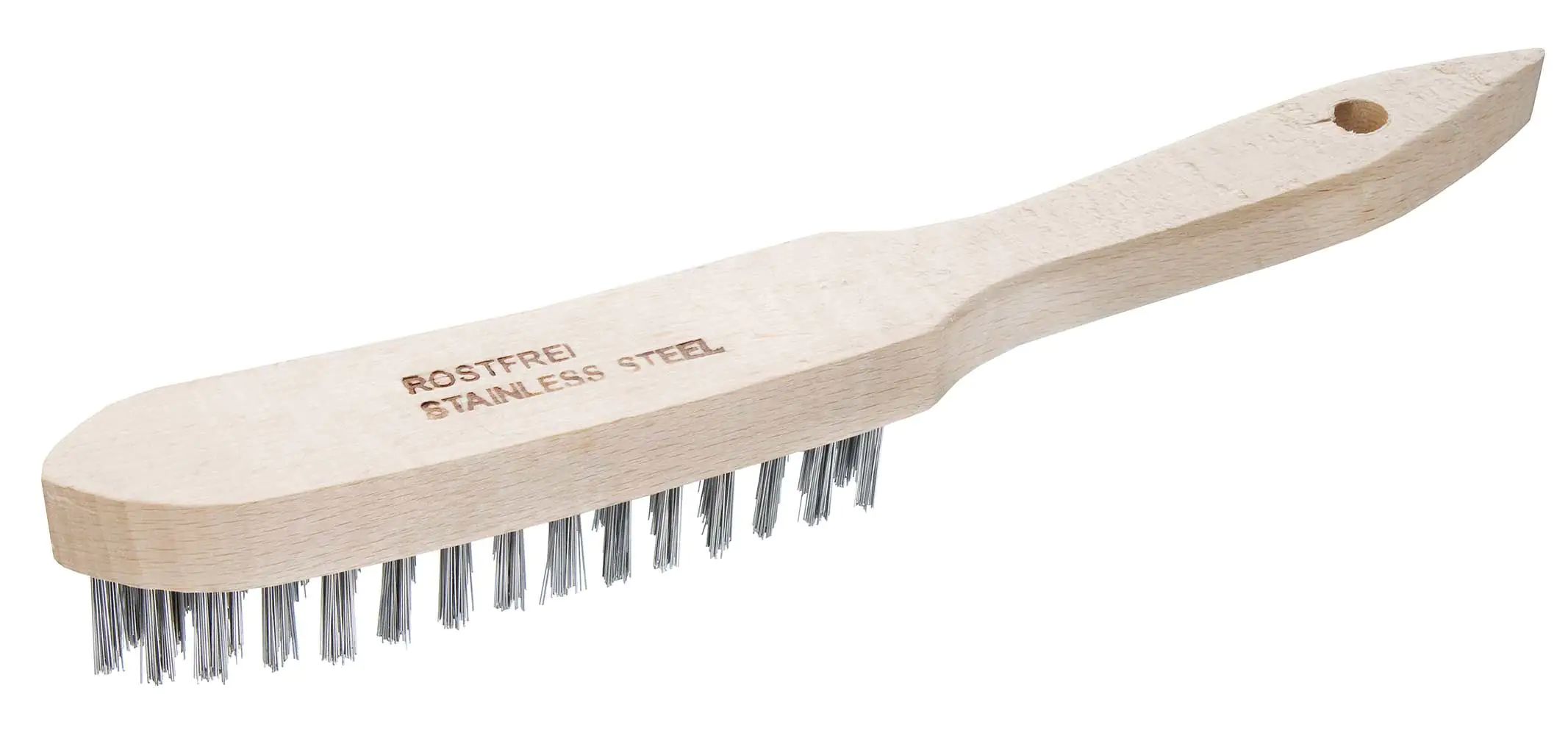 Stahl-Drahtbürste 4-reihig Holzkörper rostfrei