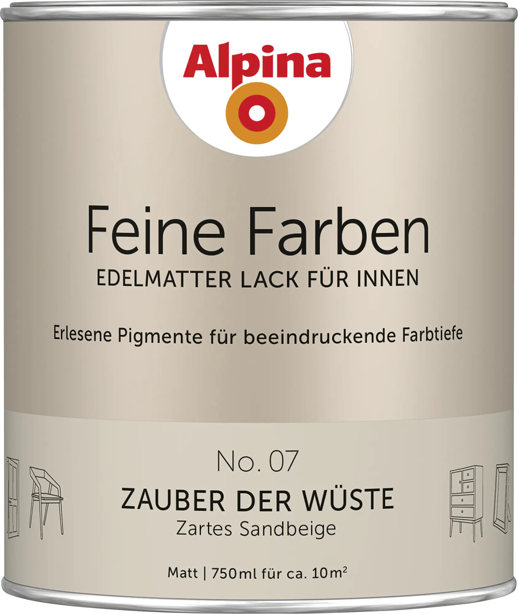Alpina Feine Farben Lack No. 07 Zauber der Wüste  sandbeige edelmatt 750 ml Alpina Feine Farben Lack No. 07 Zauber der Wüste  sandbeige edelmatt 750 ml