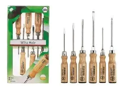 Wiha Schraubendrehersatz 5-teilig Kreuz-/Schlitz mit Holzgriff