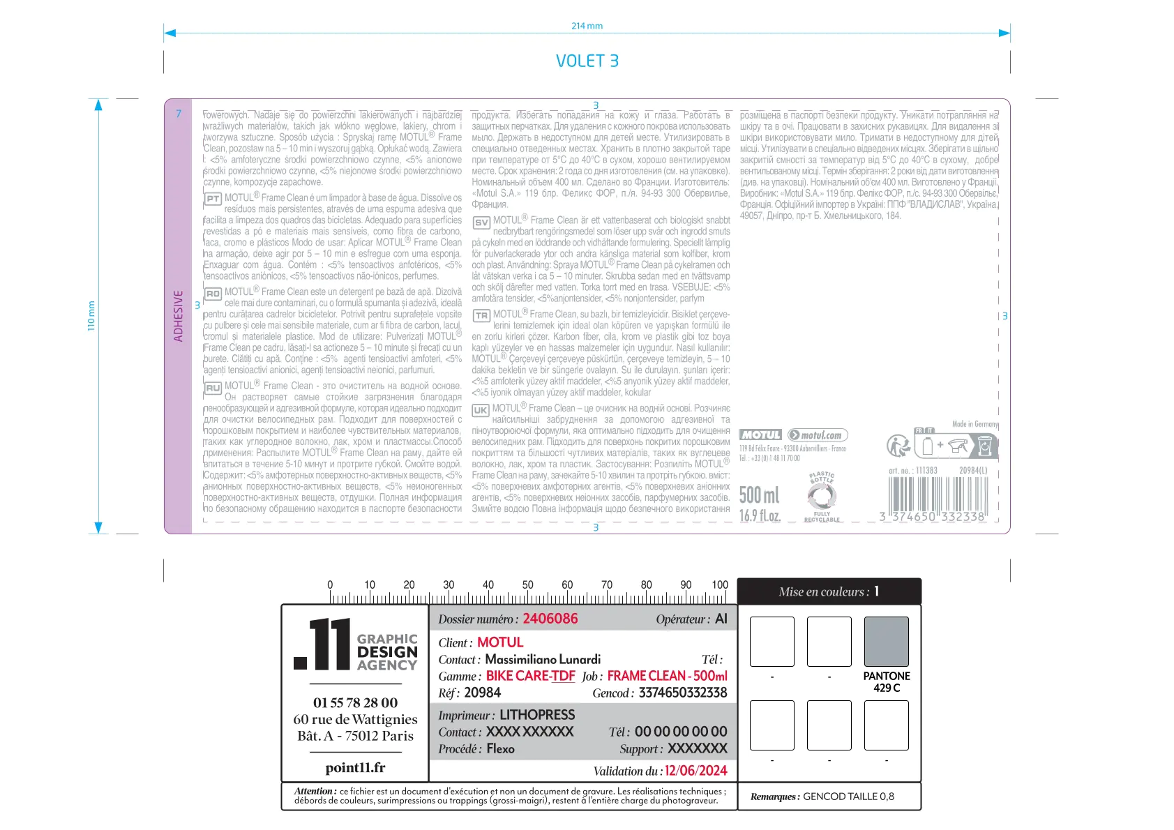 MOTUL Frame Clean Road Fahrradreiniger für Fahrradrahmen 500ml