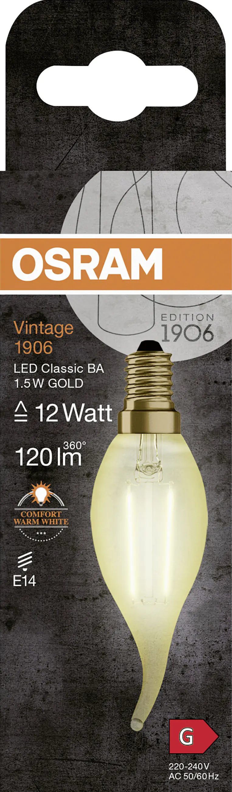 Osram LED Kerzenlampe Vintage E14 1,5 W warmweiß amber