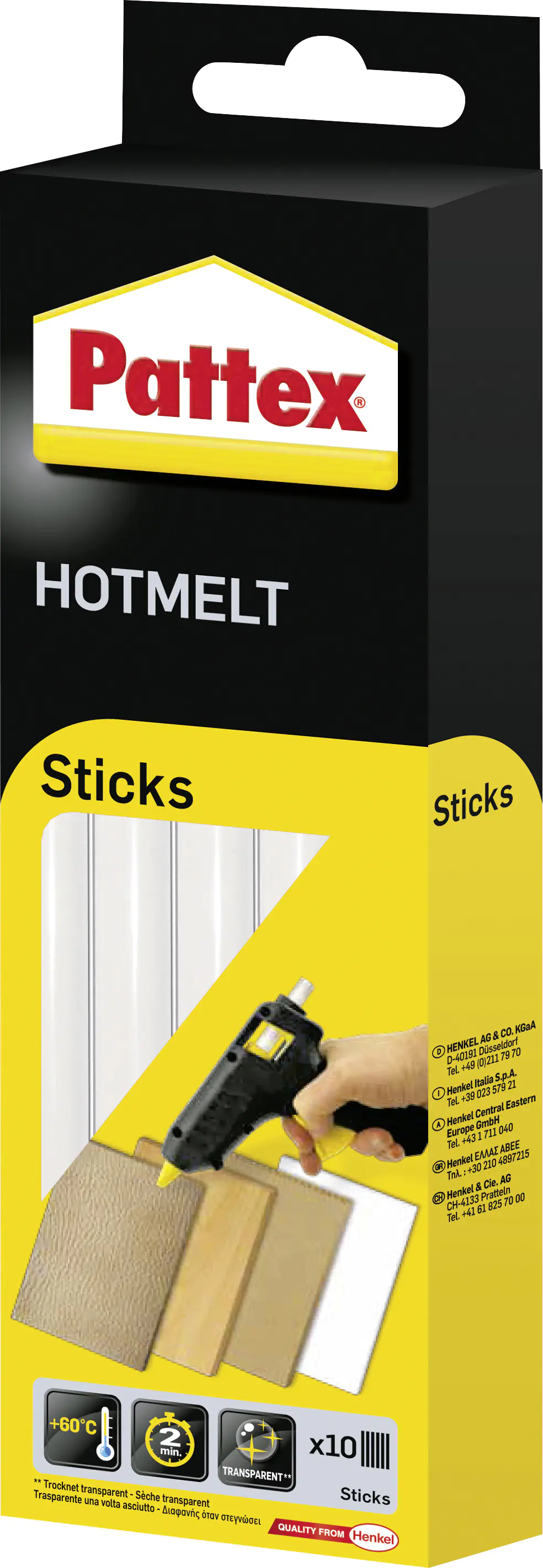 Pattex Holtmelt Heißklebesticks transparent, 10 Stück