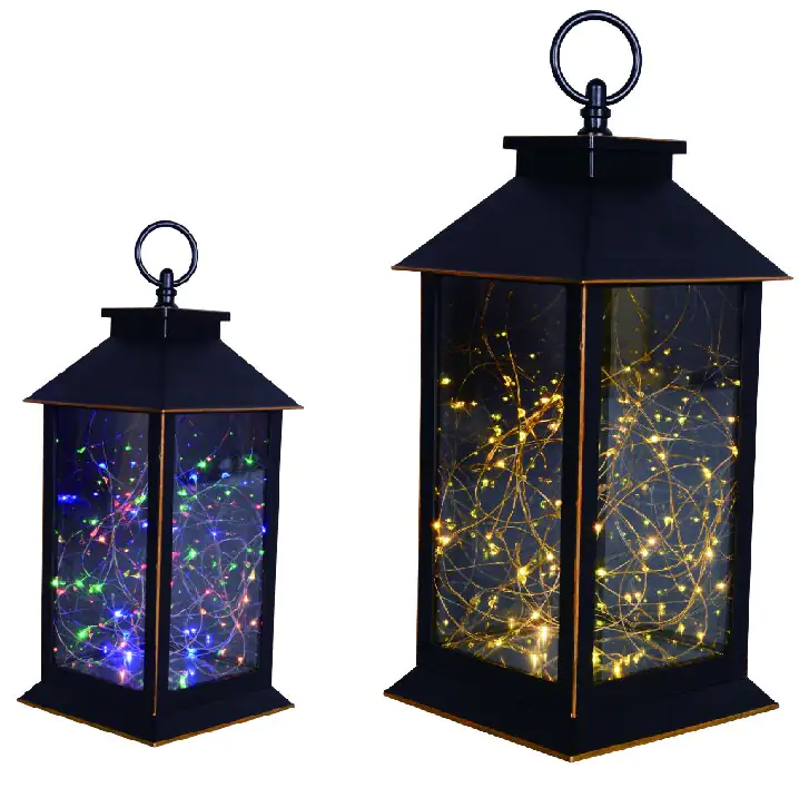 TrendLine LED Laterne schwarz 32 x 14 cm warmweiß-bunt Außen mit Timer TrendLine LED Laterne schwarz 32 x 14 cm warmweiß-bunt Außen mit Timer