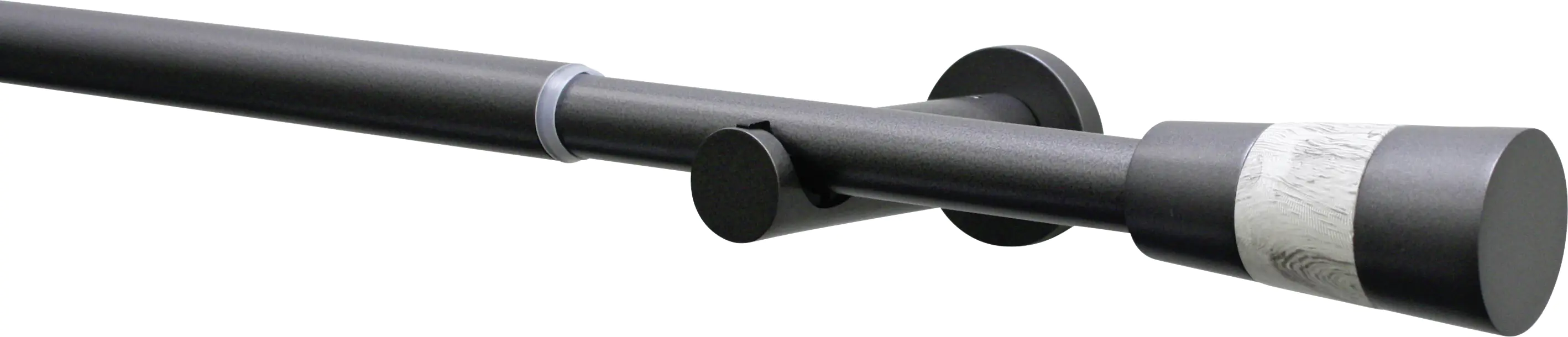 Gardinia Endstück für Gardinenstange Konus für Ø 16-19 mm schwarz-Holzoptik-Grau