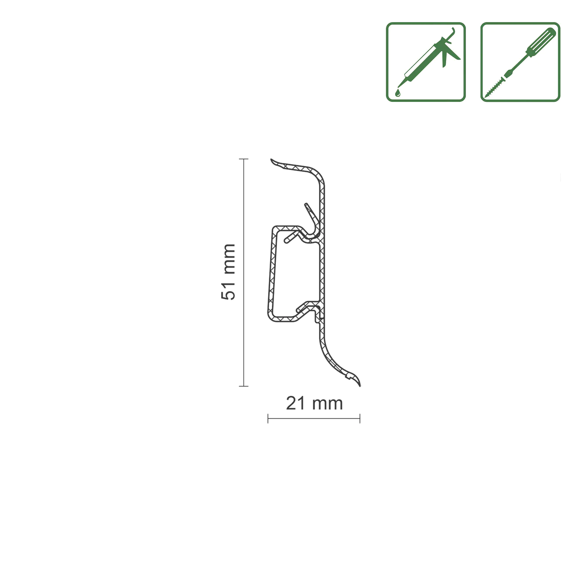 FN Neuhofer Klemmsockelleiste 250 cm 50 x 22,5 mm Ölschiefer