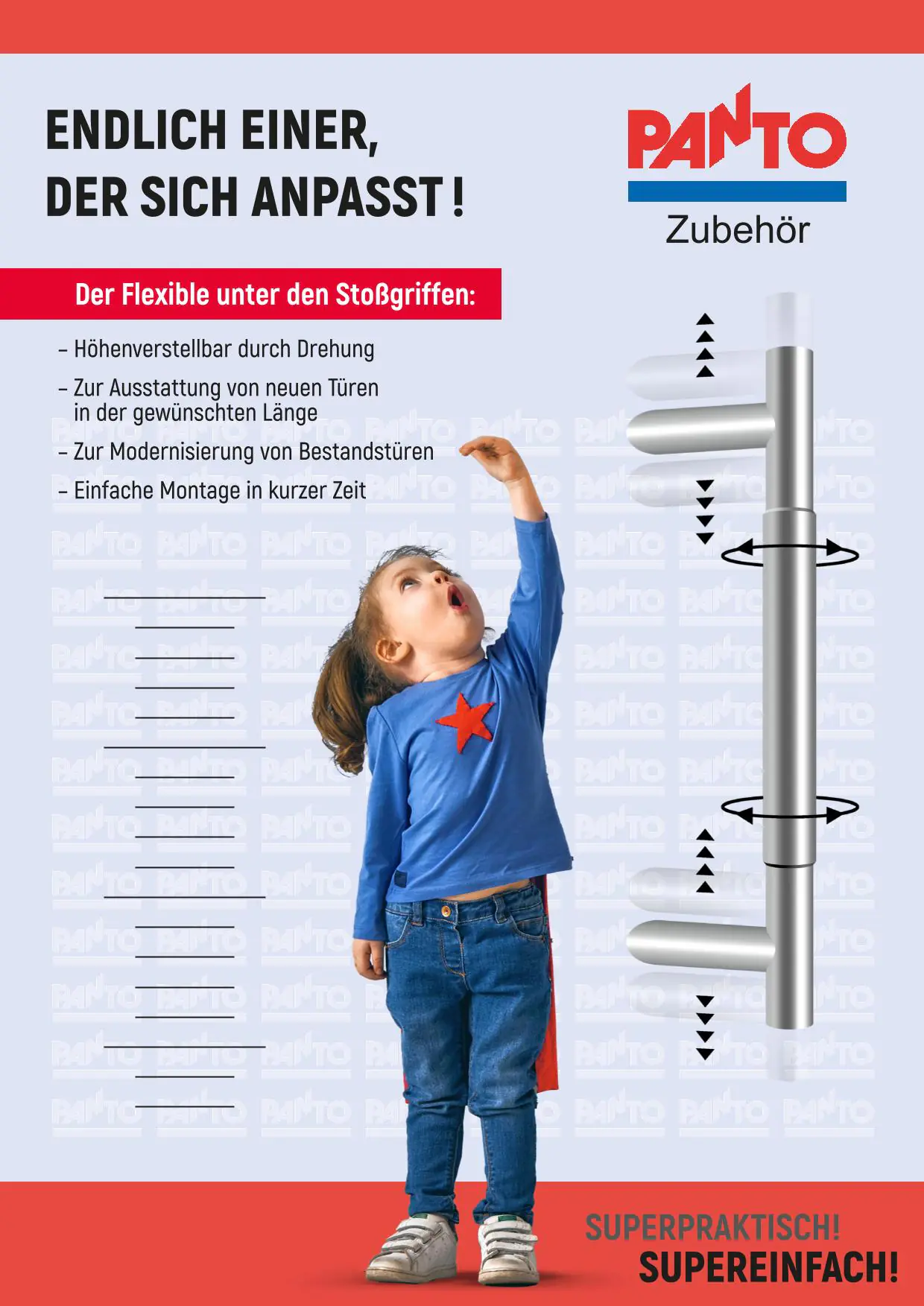 Panto Stoßgriff-Set Edelstahl 40 - 60 cm verstellbar Panto Stoßgriff-Set Edelstahl 40 - 60 cm verstellbar