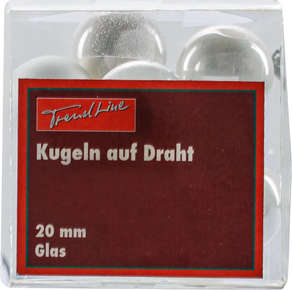 2076601538493_01 TrendLine Weihnachtskugeln aus Glas auf Draht Ø 2 cm weiß 10 Stück