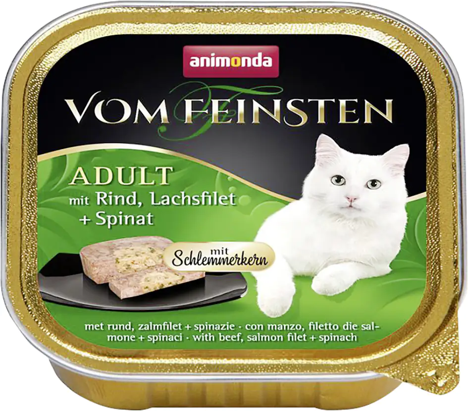 Vom Feinsten Katzennassfutter mit Rind Lachs & Spinat, 100g