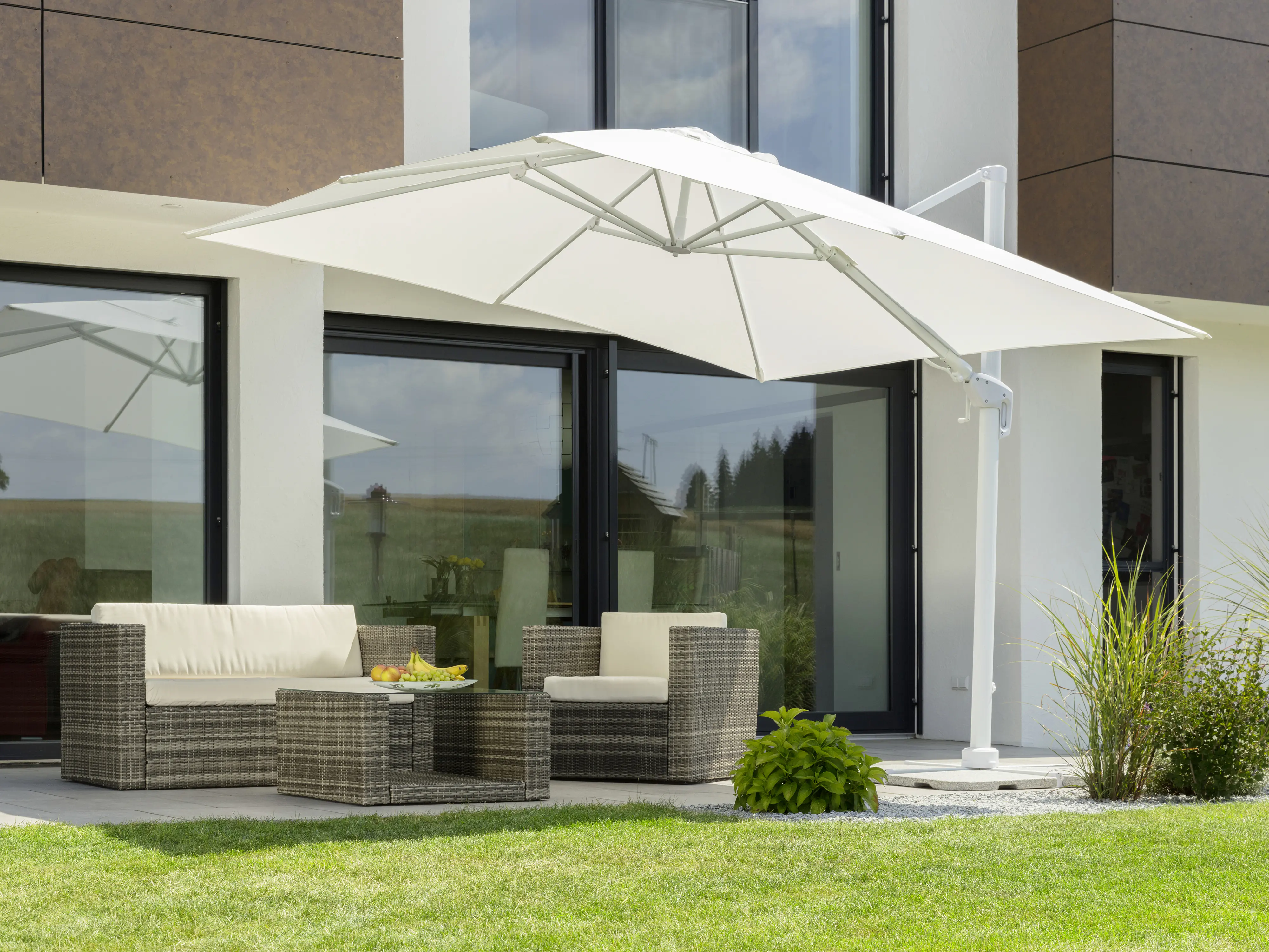 Schneider Sonnenschirm Rhodos Twist Bianco weiß, 300 x 300 cm