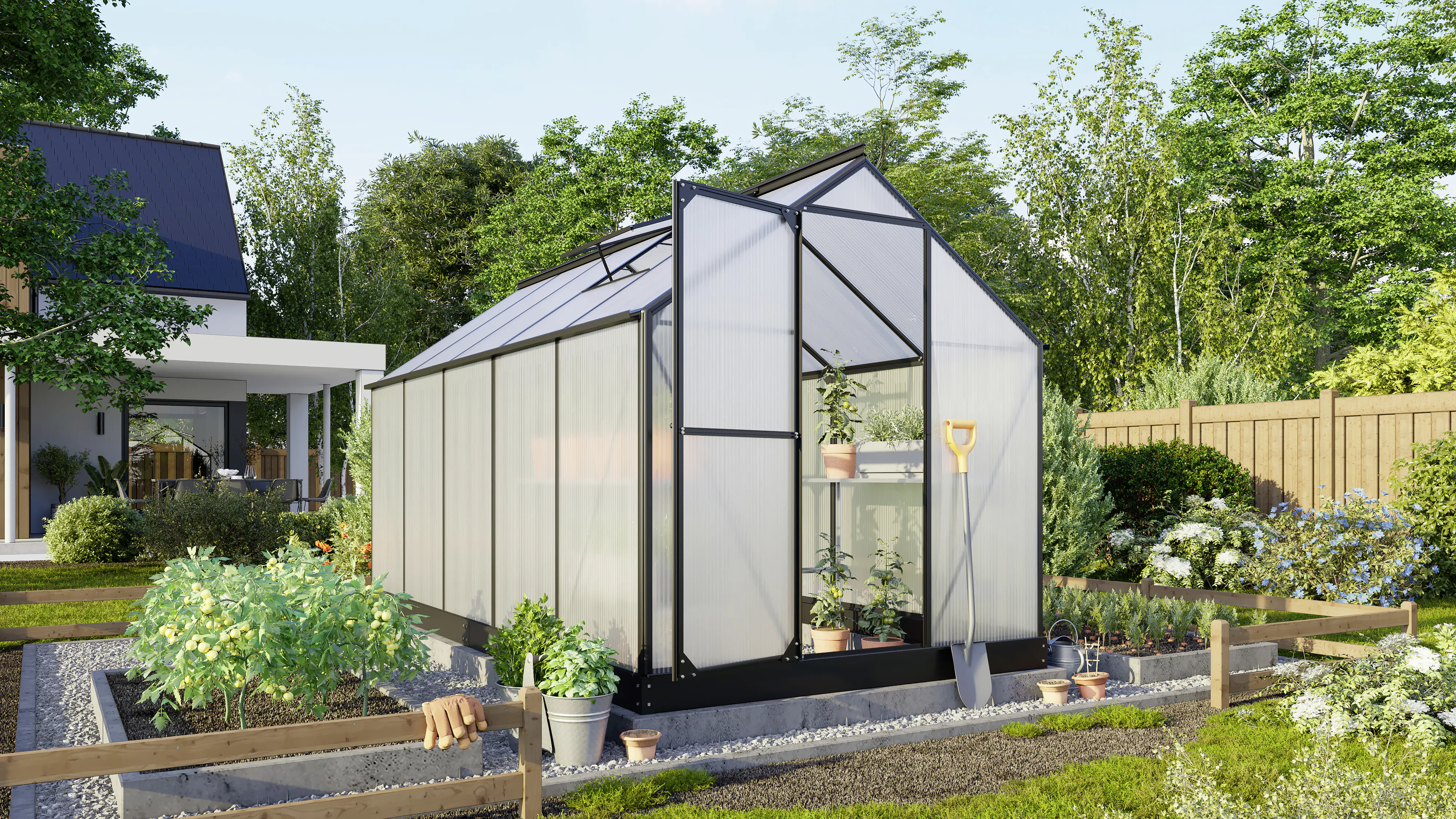 Vitavia Gewächshaus Eos 7500 HKP 4 mm schwarz 377 x 197 cm Vitavia Gewächshaus Eos 7500 HKP 4 mm schwarz 377 x 197 cm