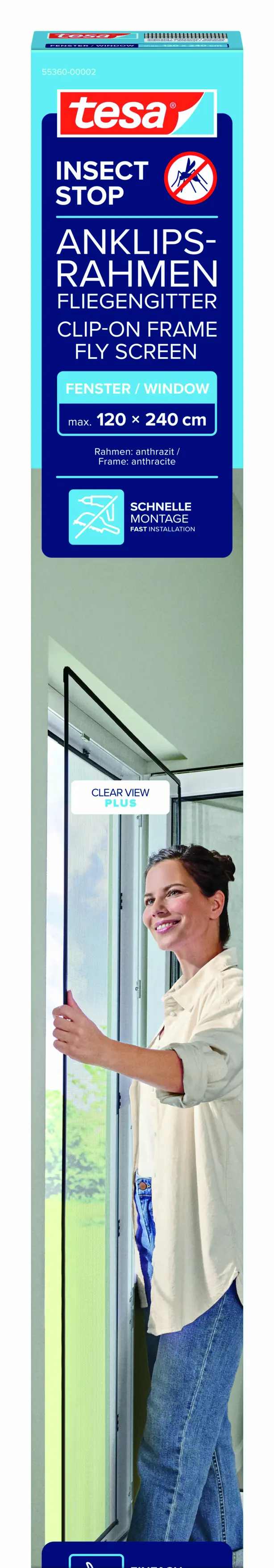 Tesa Insektenschutz Anklipsrahmen für Fenster 120 x 240 cm Tesa Insektenschutz Anklipsrahmen für Fenster 120 x 240 cm