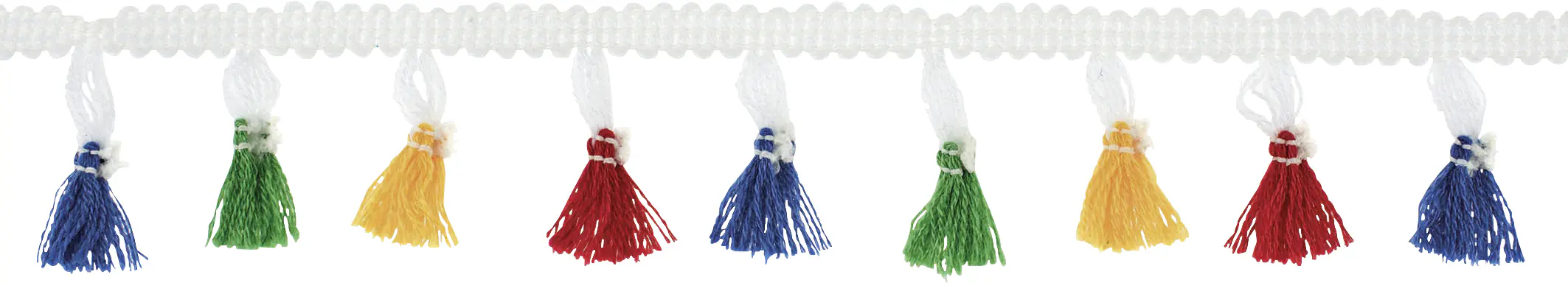 Glorex Quasten Girlande bunt 1 m weißes Band