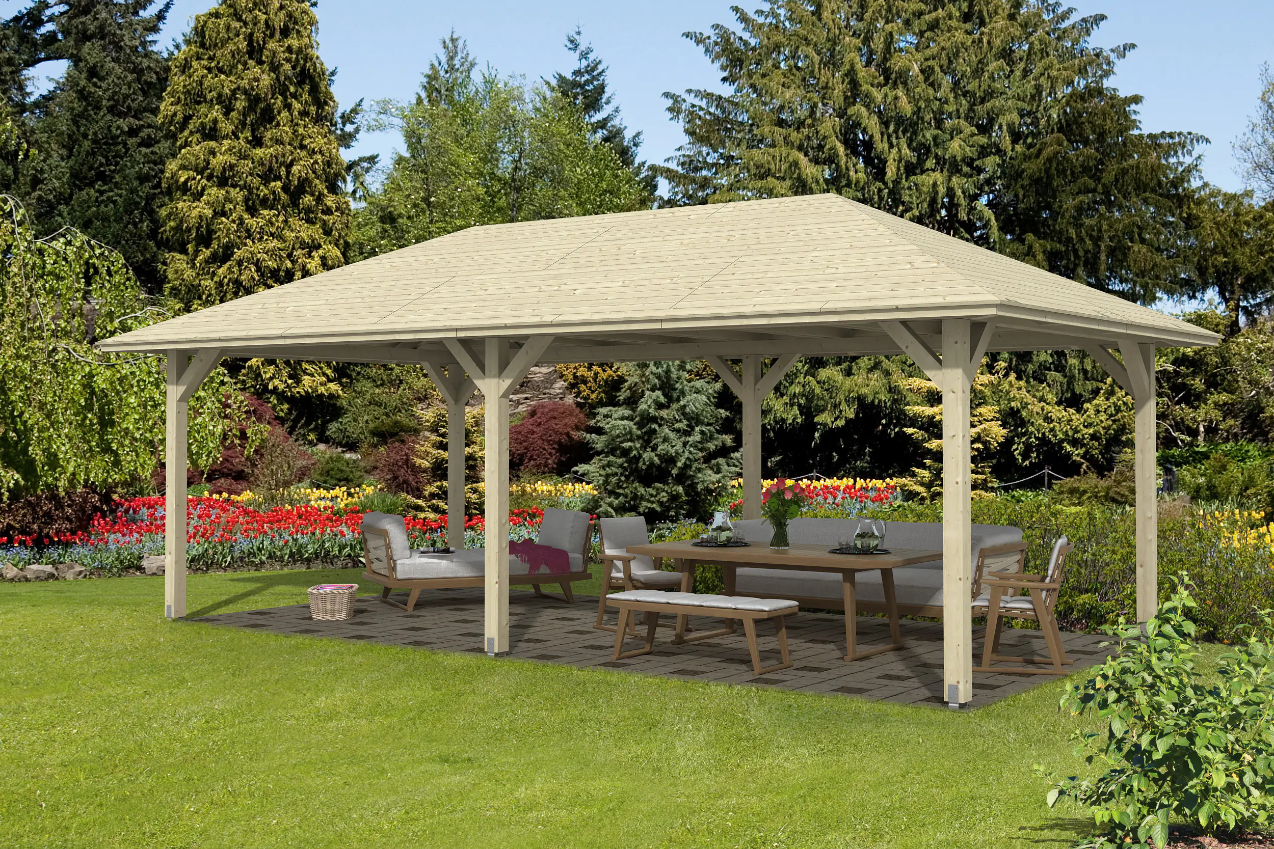 4018211371815 SKAN HOLZ Pavillon Orleans 2 Leimholz, natur