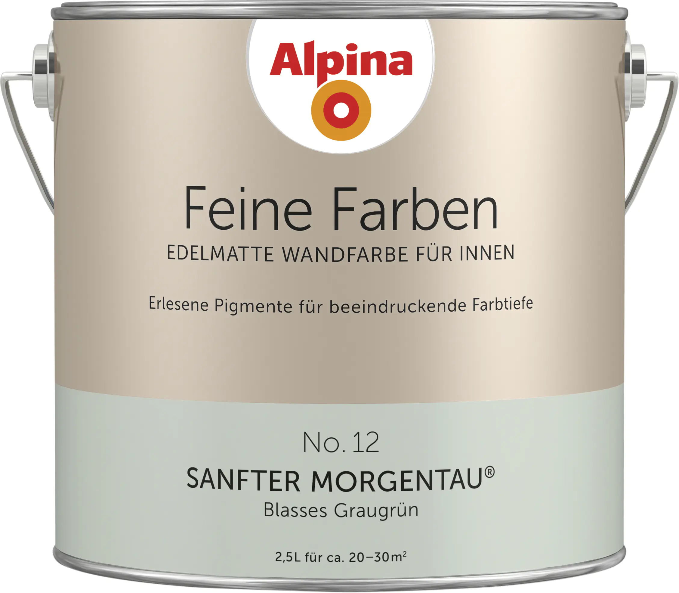 Alpina Feine Farben No. 12 Sanfter Morgentau 2,5 L blasses graugrün edelmatt Alpina Feine Farben No. 12 Sanfter Morgentau 2,5 L blasses graugrün edelmatt