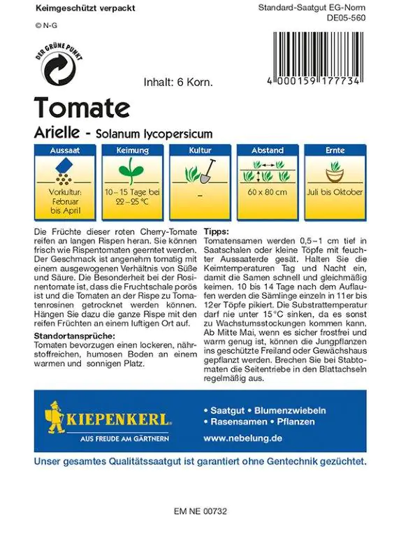 Kiepenkerl Profi-Line Tomate Arielle Solanum lycopersicum, Inhalt: 6 Korn Kiepenkerl Profi-Line Tomate Arielle Solanum lycopersicum, Inhalt: 6 Korn