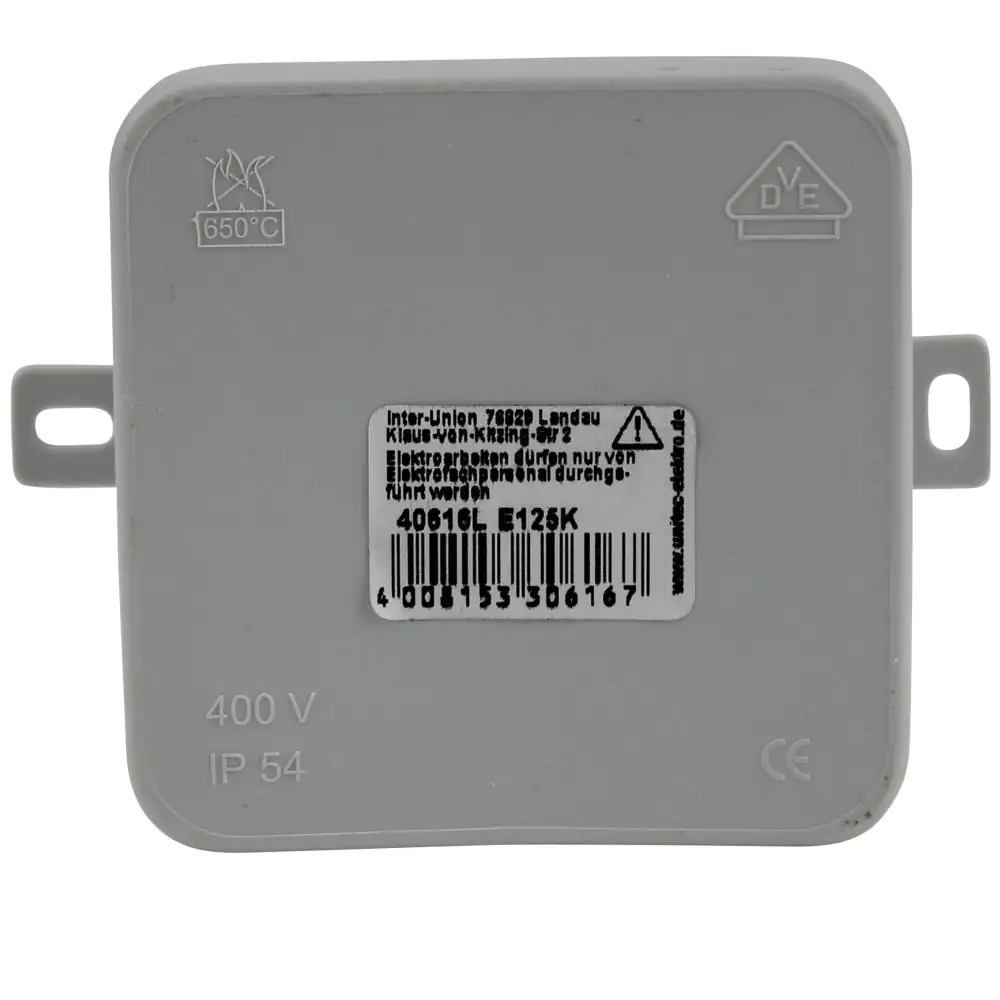 Abzweigkasten Aufputz, IP 54, mit Dosenklemme, 75 x 75 x 40 mm, grau Abzweigkasten Aufputz, IP 54, mit Dosenklemme, 75 x 75 x 40 mm, grau