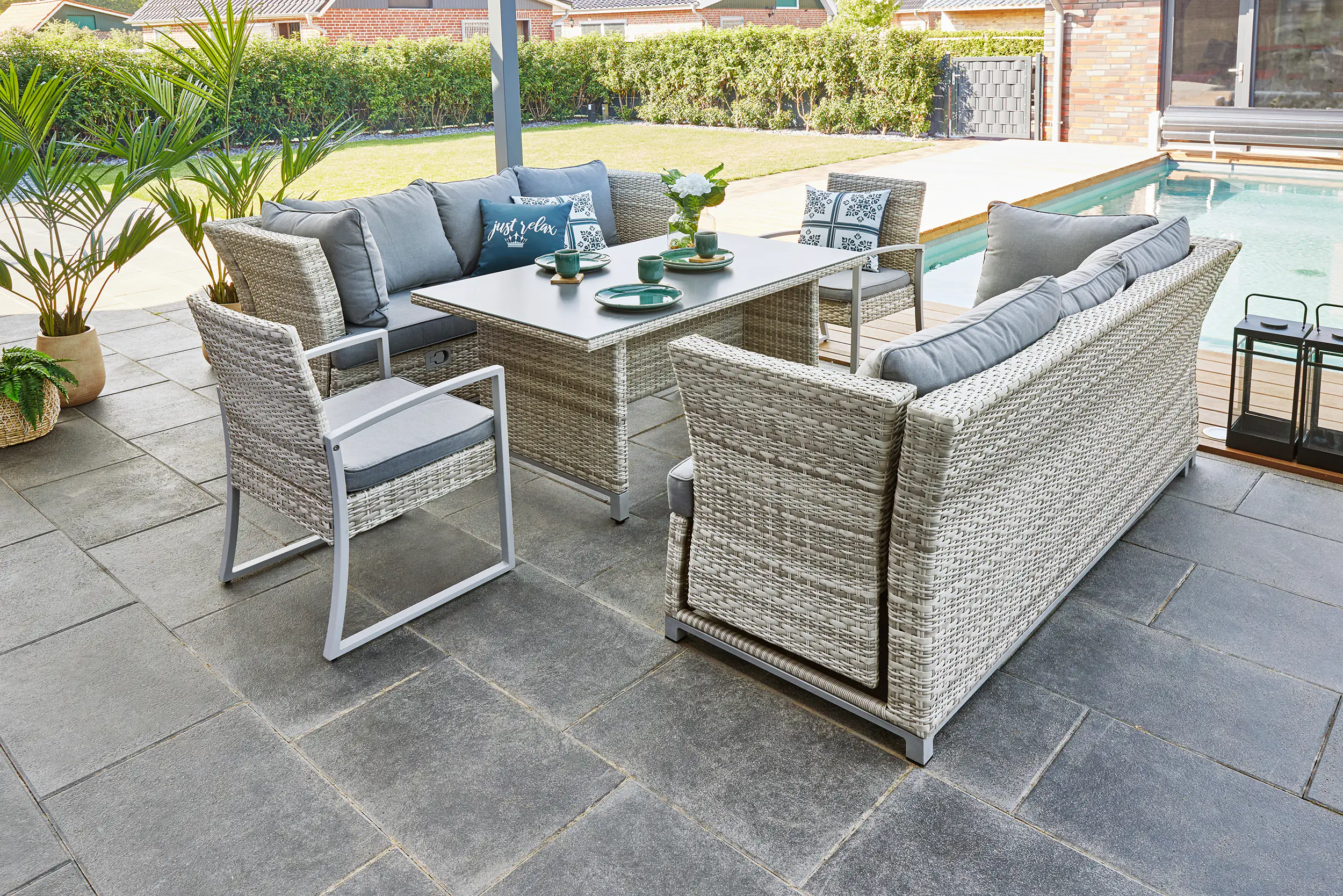 Primaster Dining Lounge Möbelset Tulum inkl. All-Wetter Kissen, 3-in-1 Primaster Dining Lounge Möbelset Tulum inkl. All-Wetter Kissen, 3-in-1